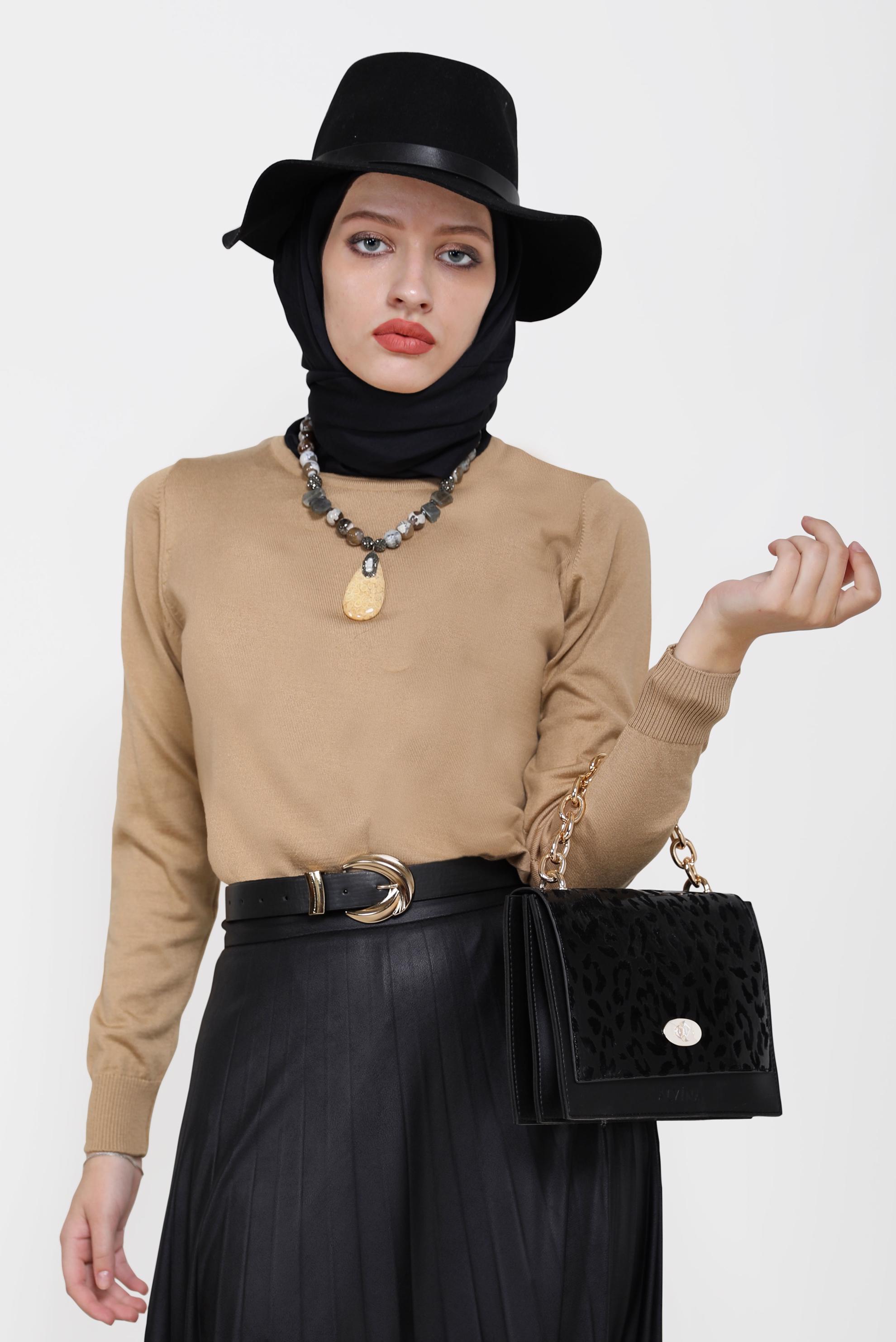 Hijab clothing BROWN BASIC KNITWEAR SWEATER 42072 