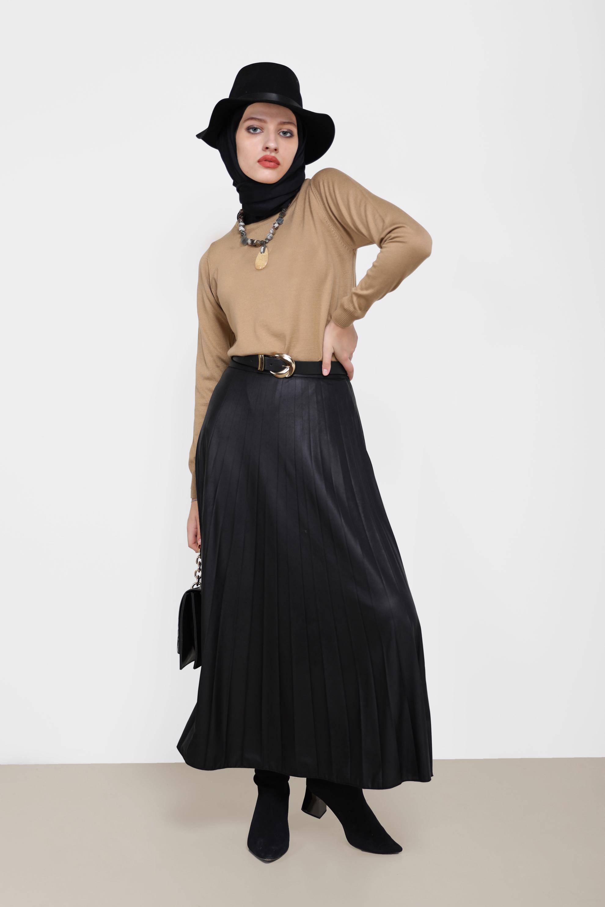 Hijab clothing BROWN BASIC KNITWEAR SWEATER 42072 