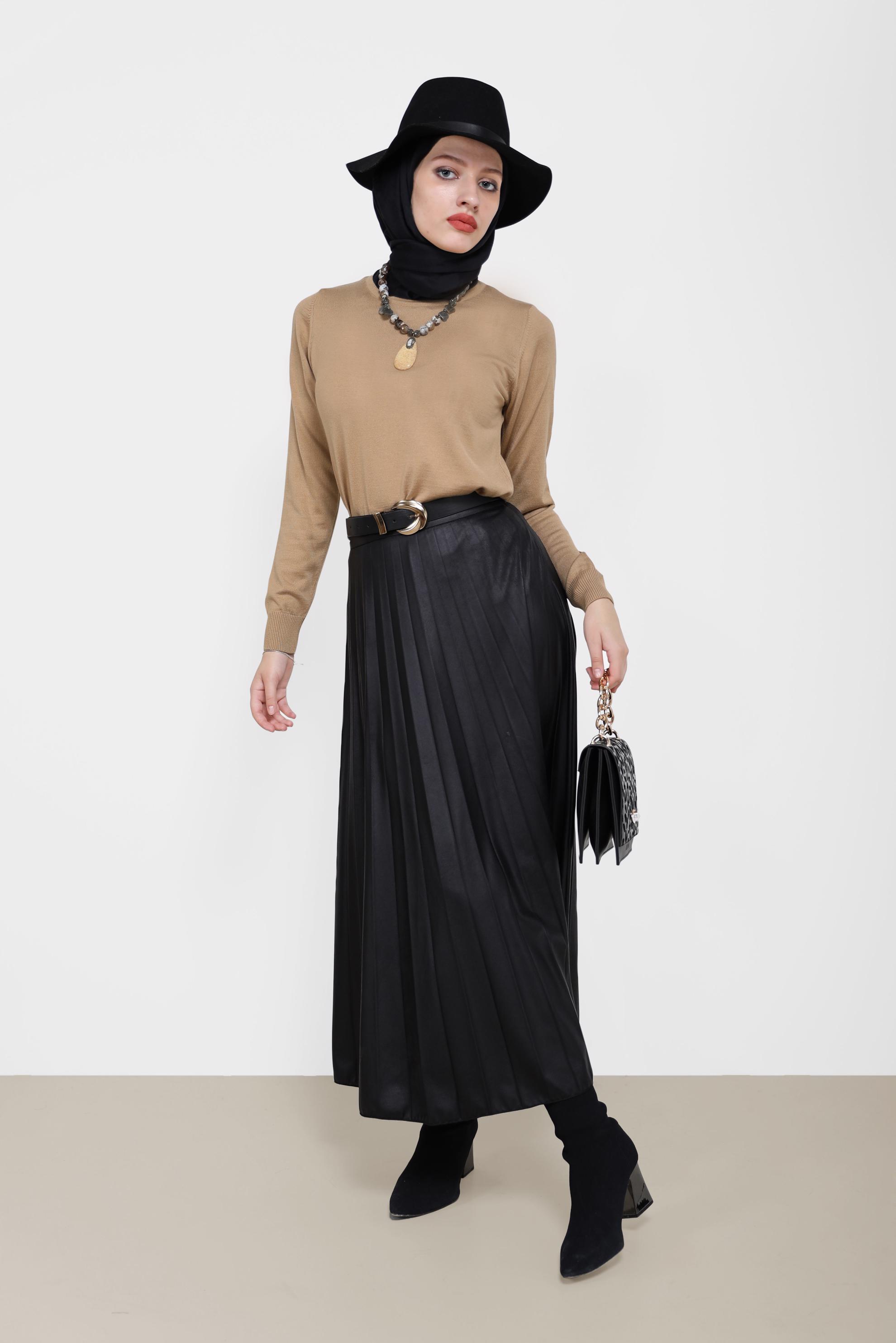 Hijab clothing BROWN BASIC KNITWEAR SWEATER 42072 