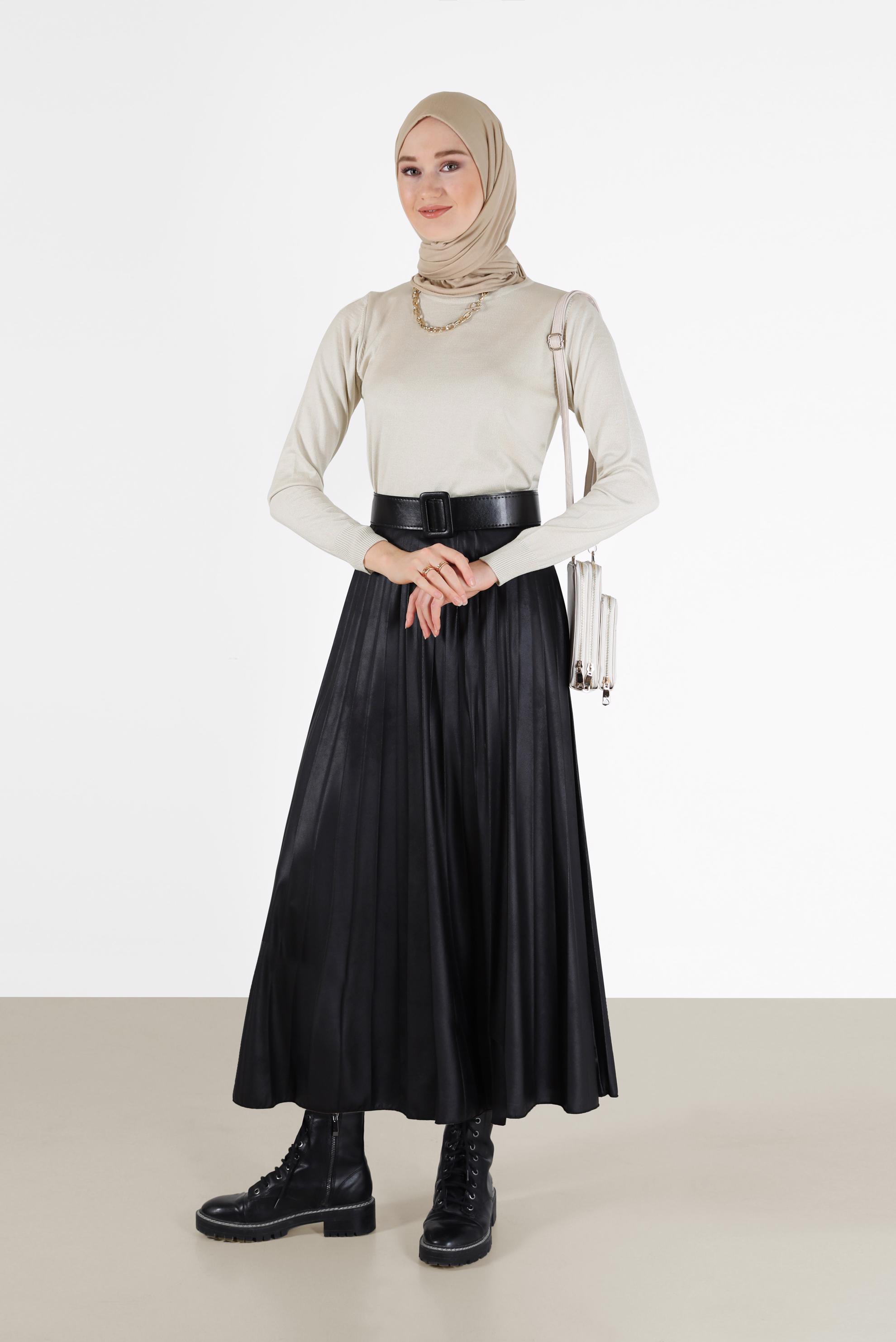 Tesettür giyim BEJ BASIC TRİKO KAZAK 42072 