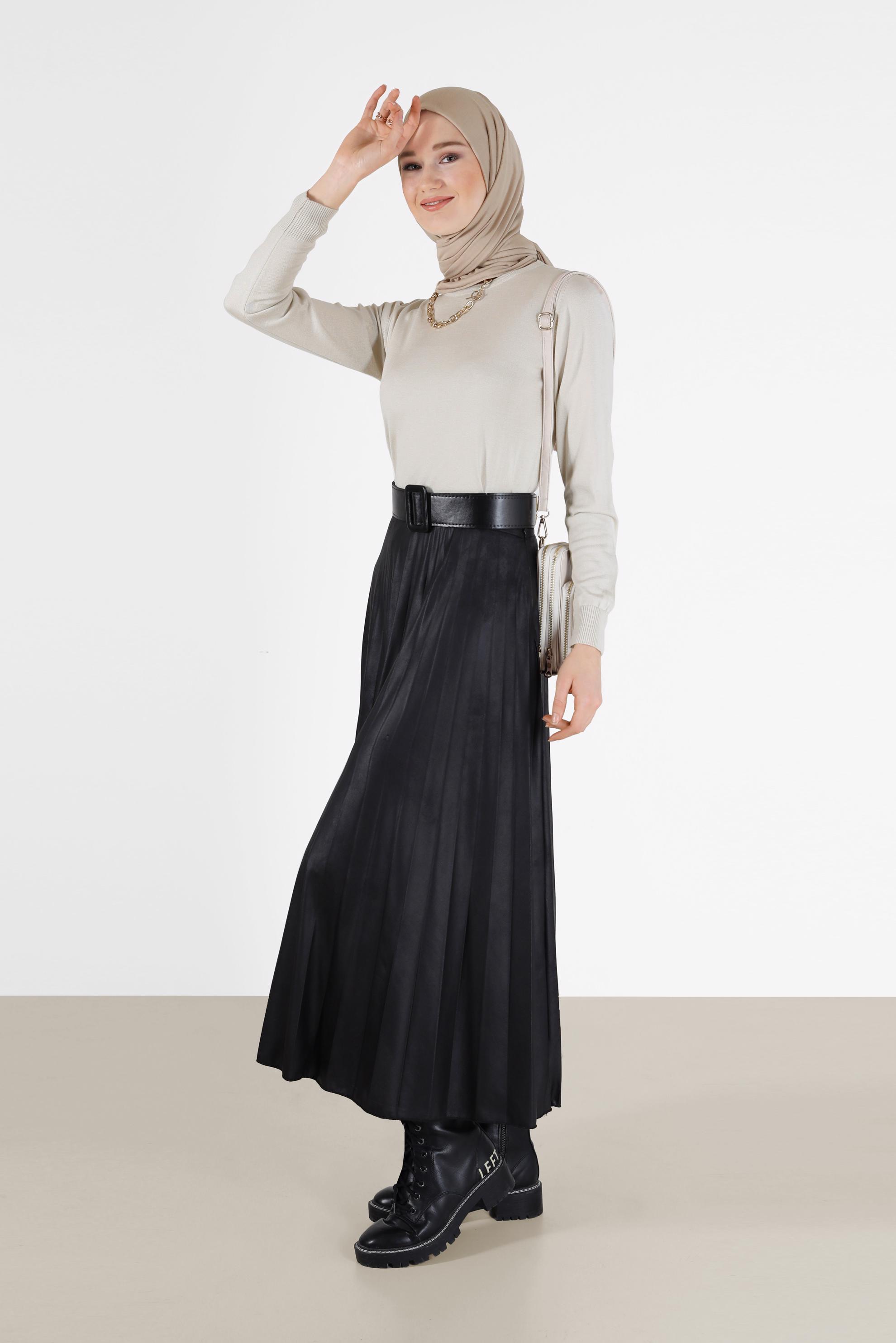 Tesettür giyim BEJ BASIC TRİKO KAZAK 42072 