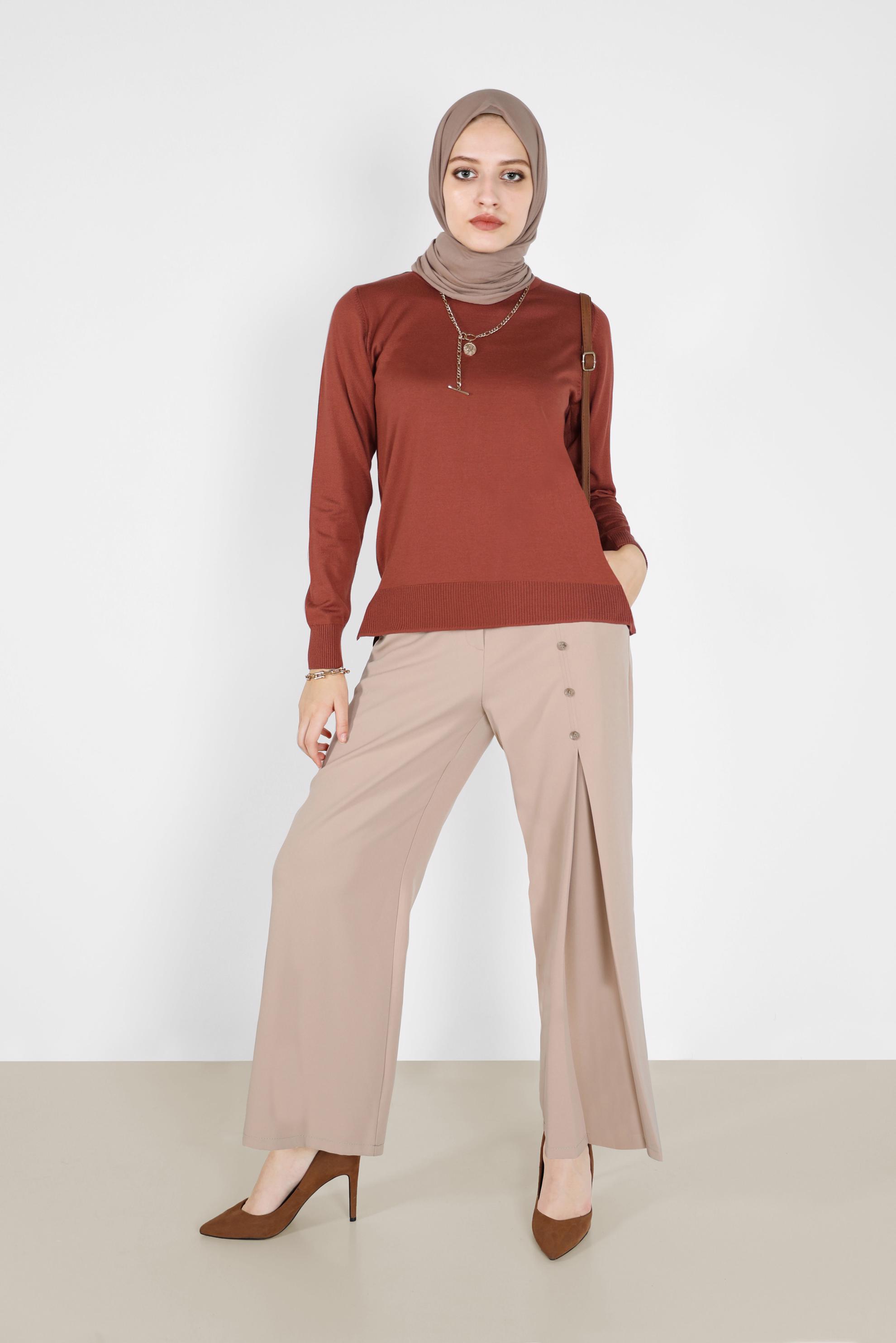 Tesettür giyim TURUNCU BASIC TRİKO KAZAK 42072 