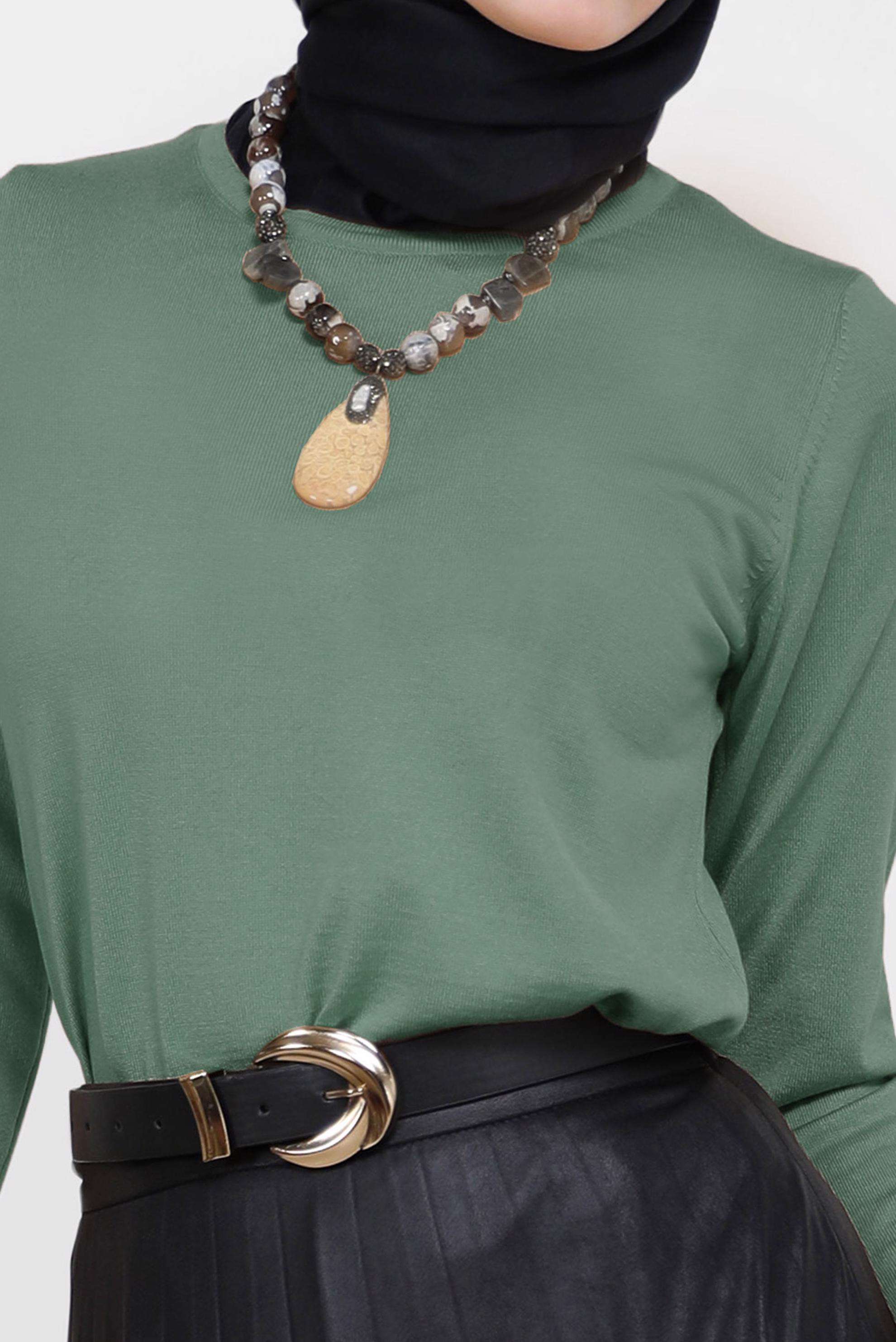 Hijab clothing GREEN BASIC KNITWEAR SWEATER 42072 