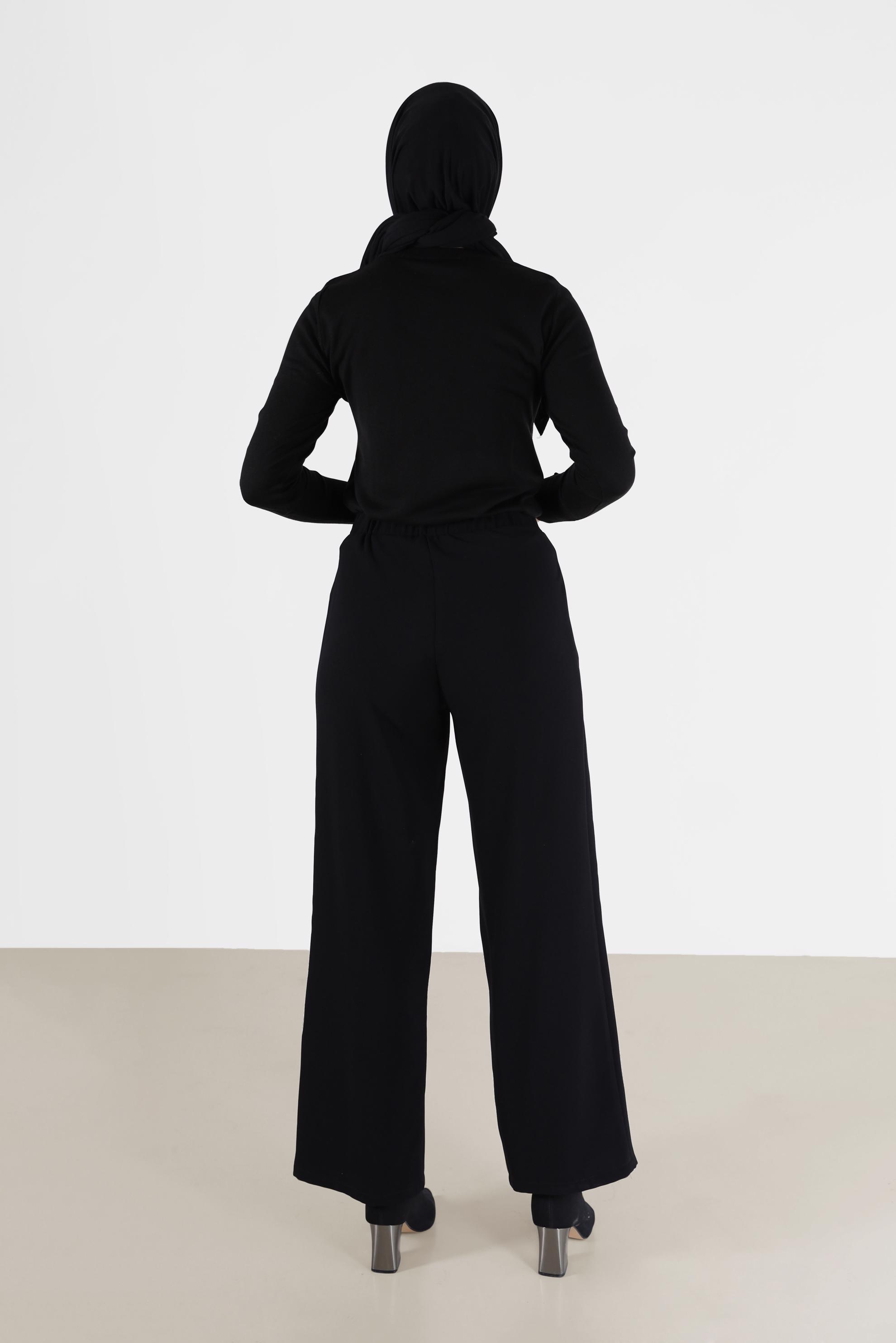 Hijab clothing BLACK BUTTON DETAIL BASIC KNITWEAR SWEATER 42101 