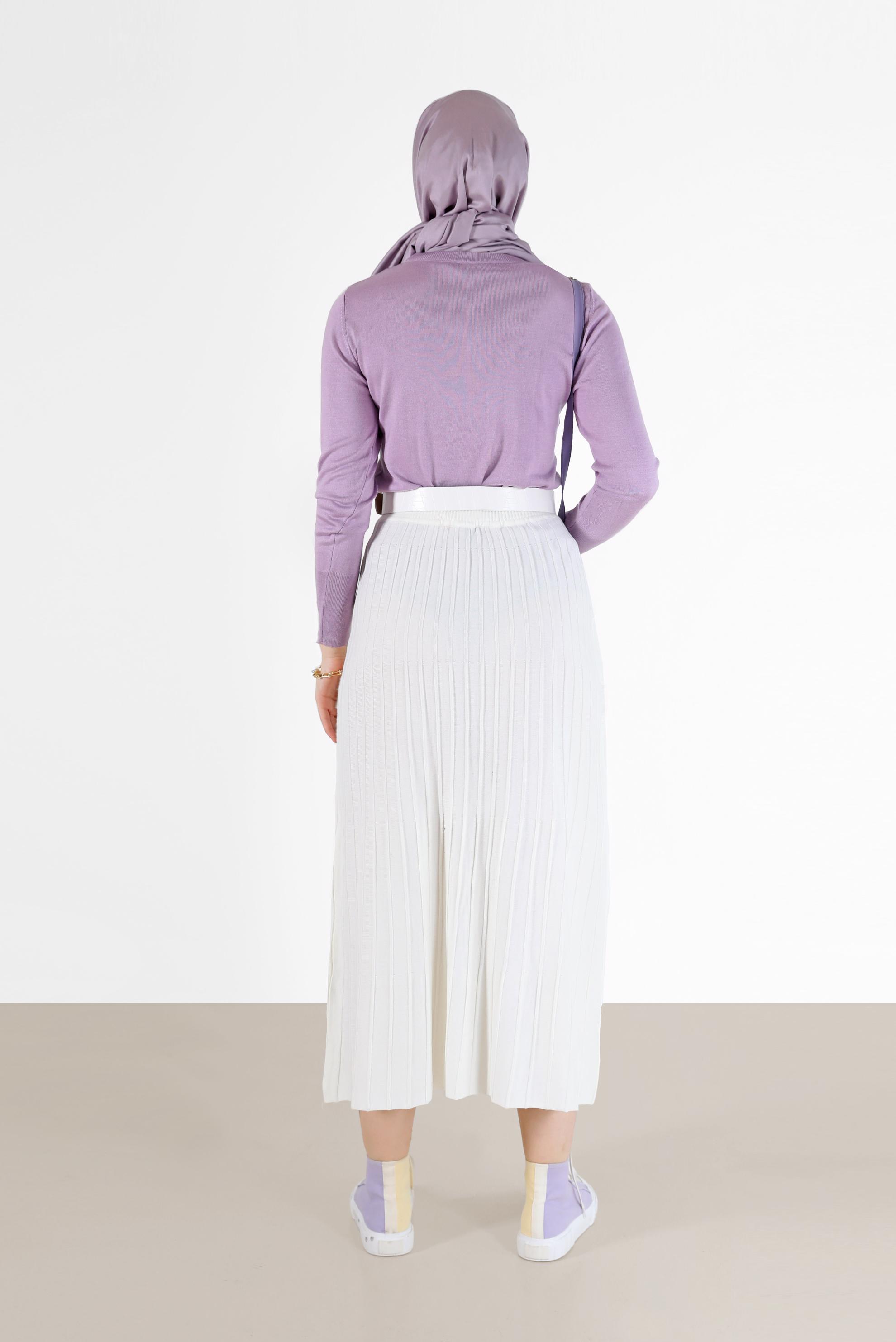 Hijab clothing PURPLE BUTTON DETAIL BASIC KNITWEAR SWEATER 42101 