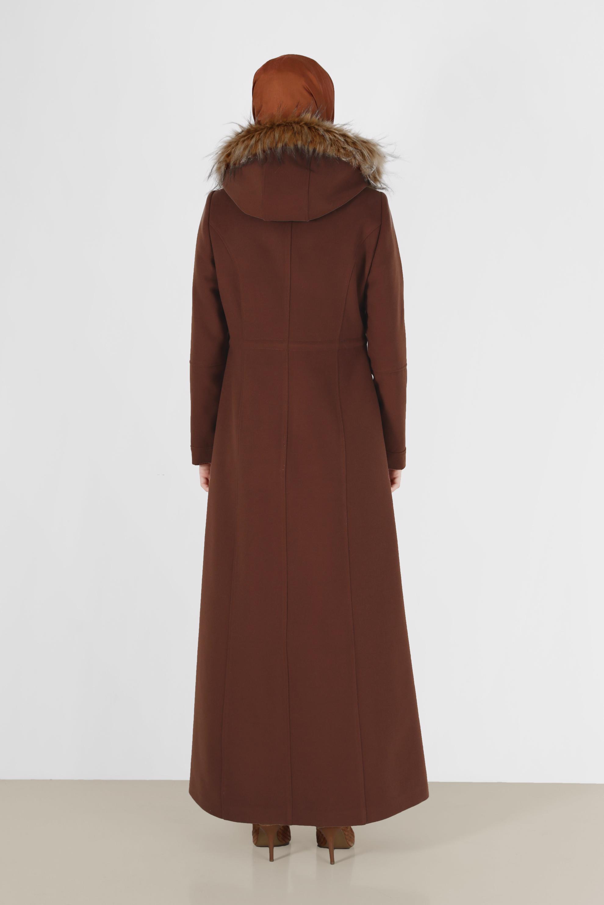 Vêtements hijab ORANGE MANTEAU À CAPUCHE EN FOURRURE À CAPUCHE 90212