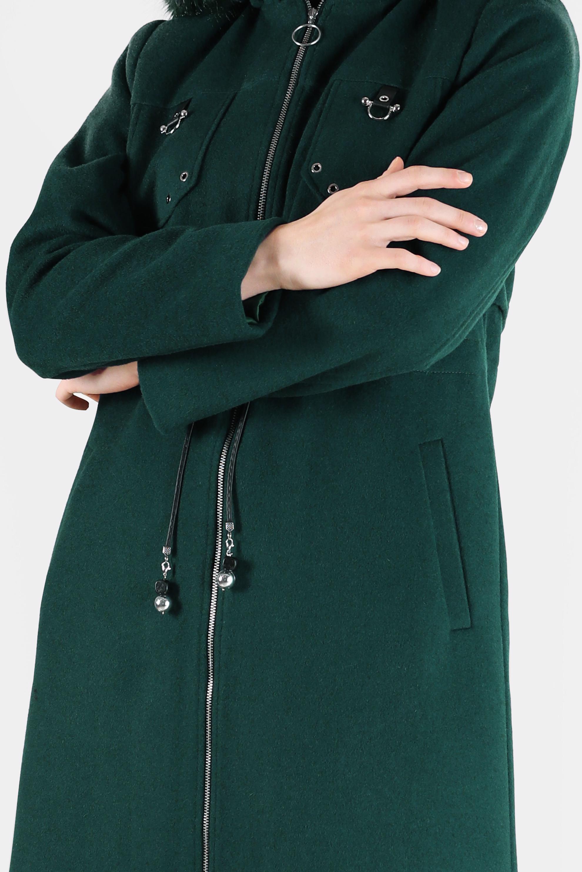 Vêtements hijab VERT MANTEAU À CAPUCHE TAILLE FRONCÉE 90230