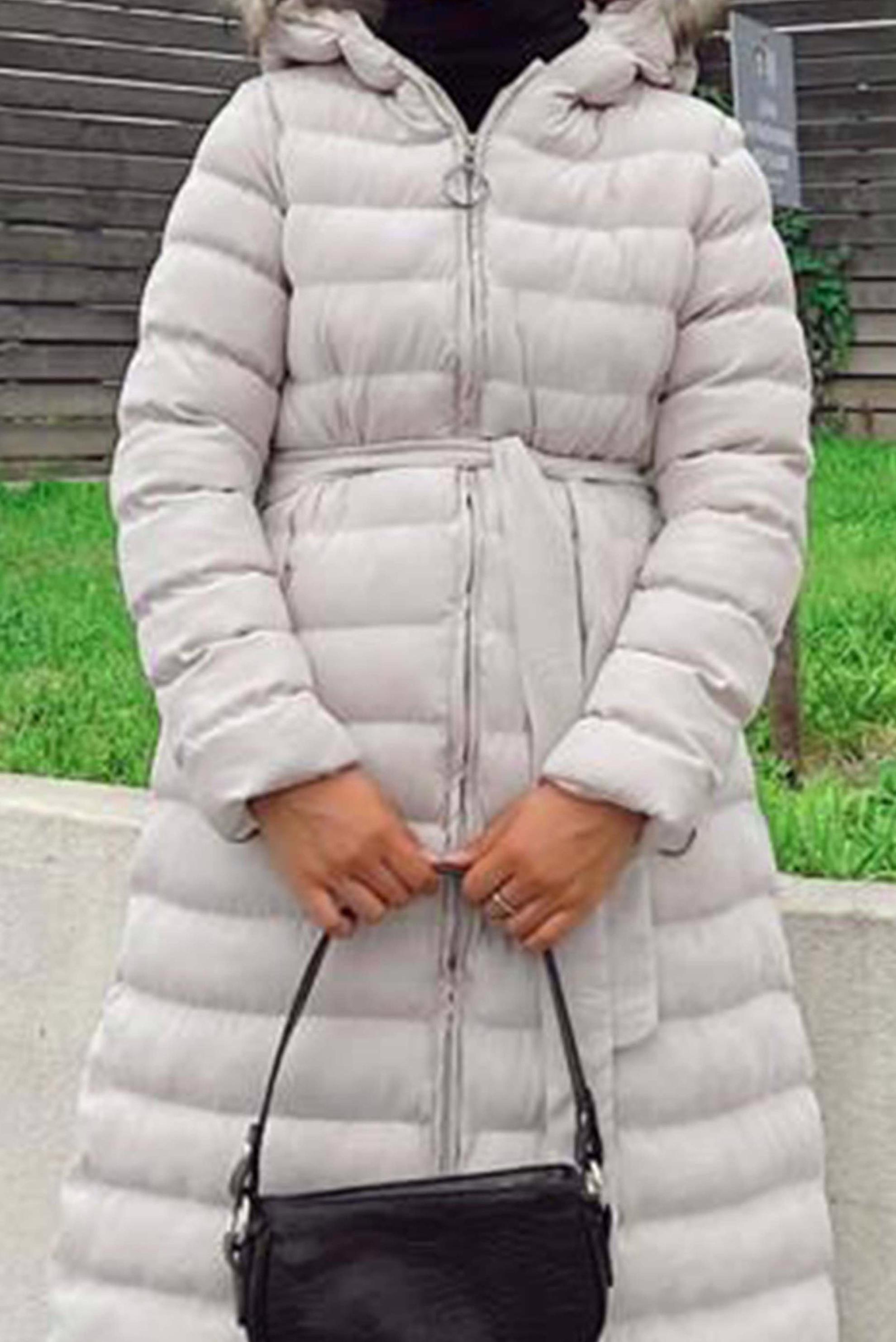 Vêtements hijab BEIGE MANTEAU DOUDOUNE À CAPUCHE EN FOURRURE 90287