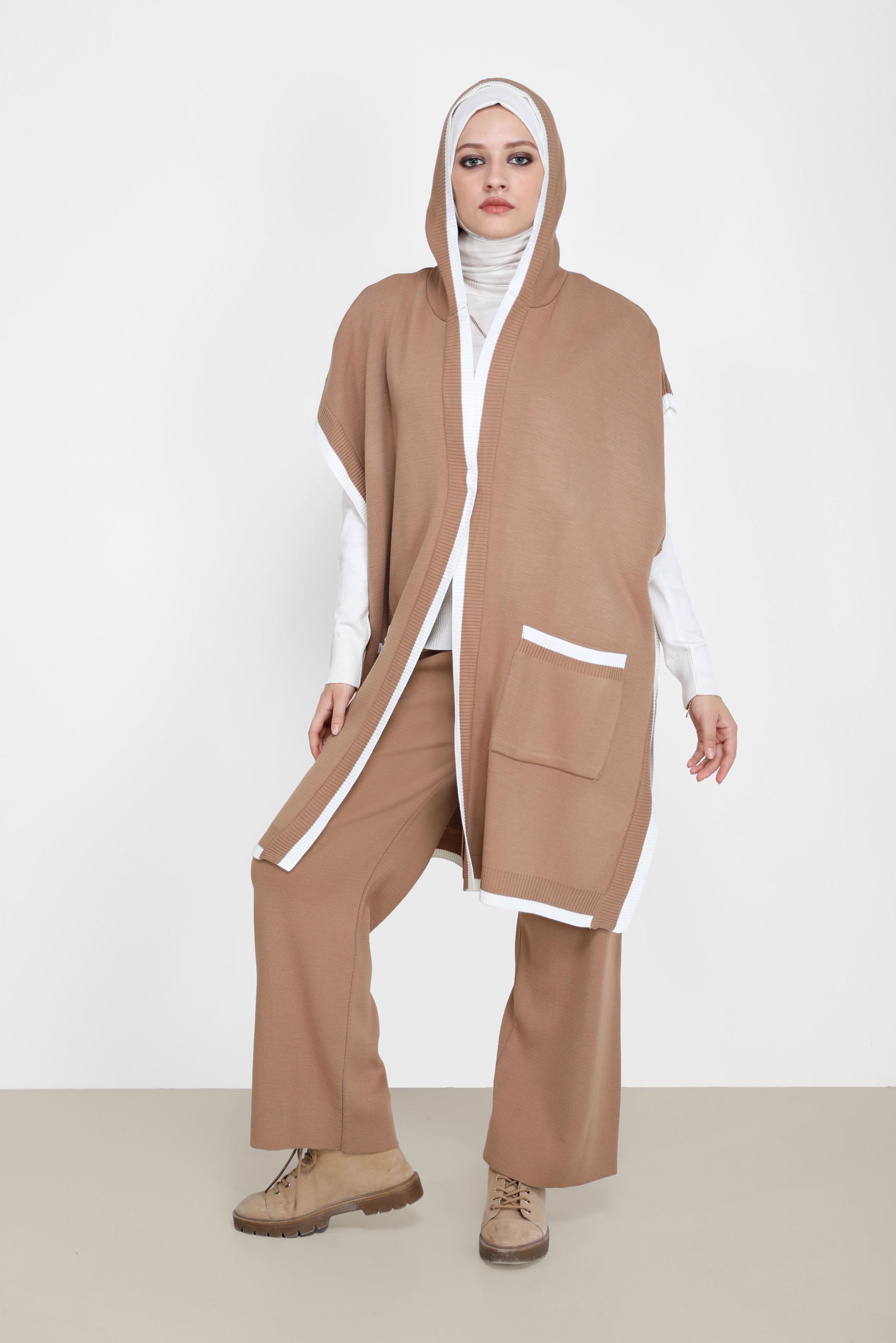 Tesettür giyim KAHVE TRİKO PANTOLON 70261 