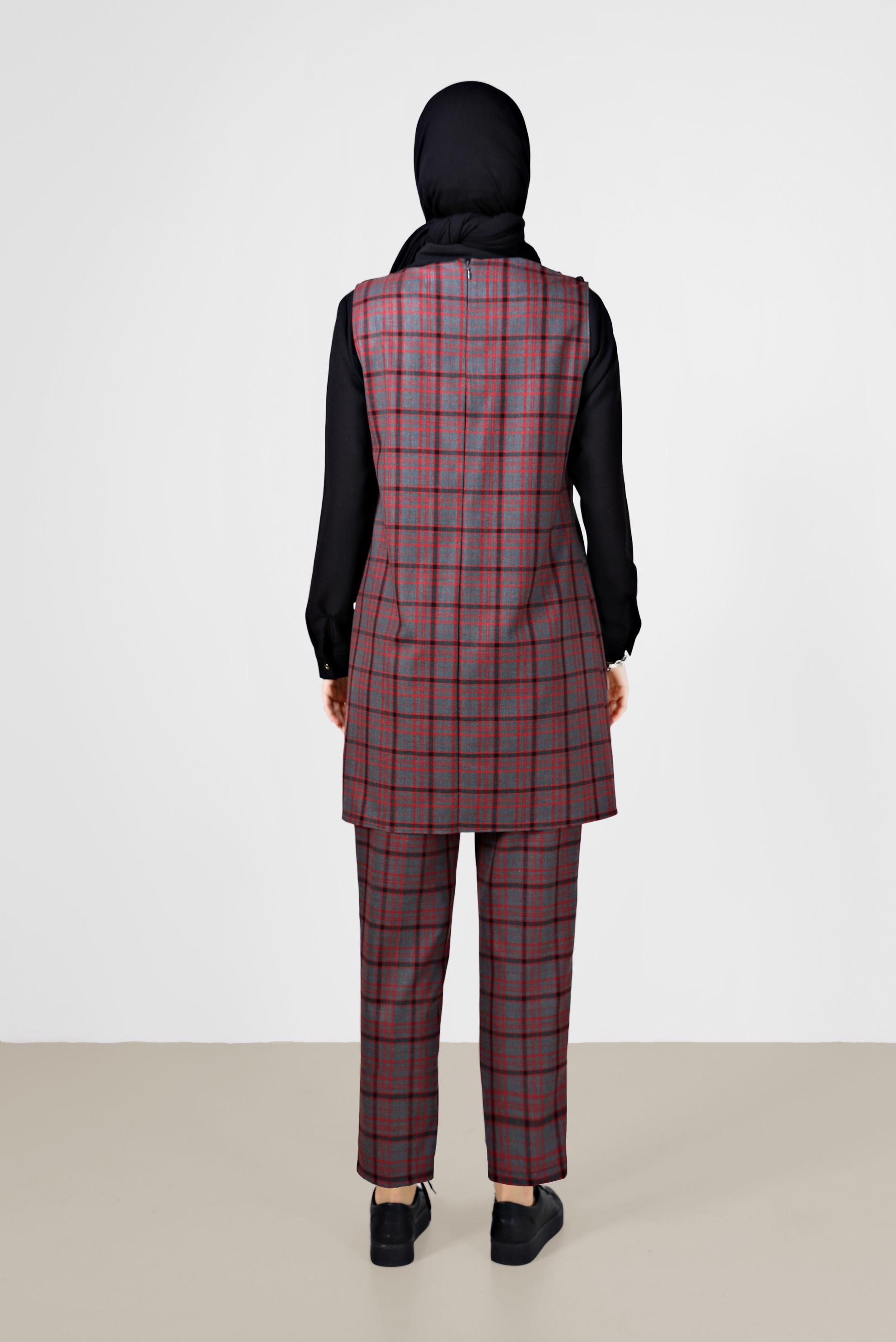 Tesettür giyim SİYAH EKOSE PANTOLON 70262 