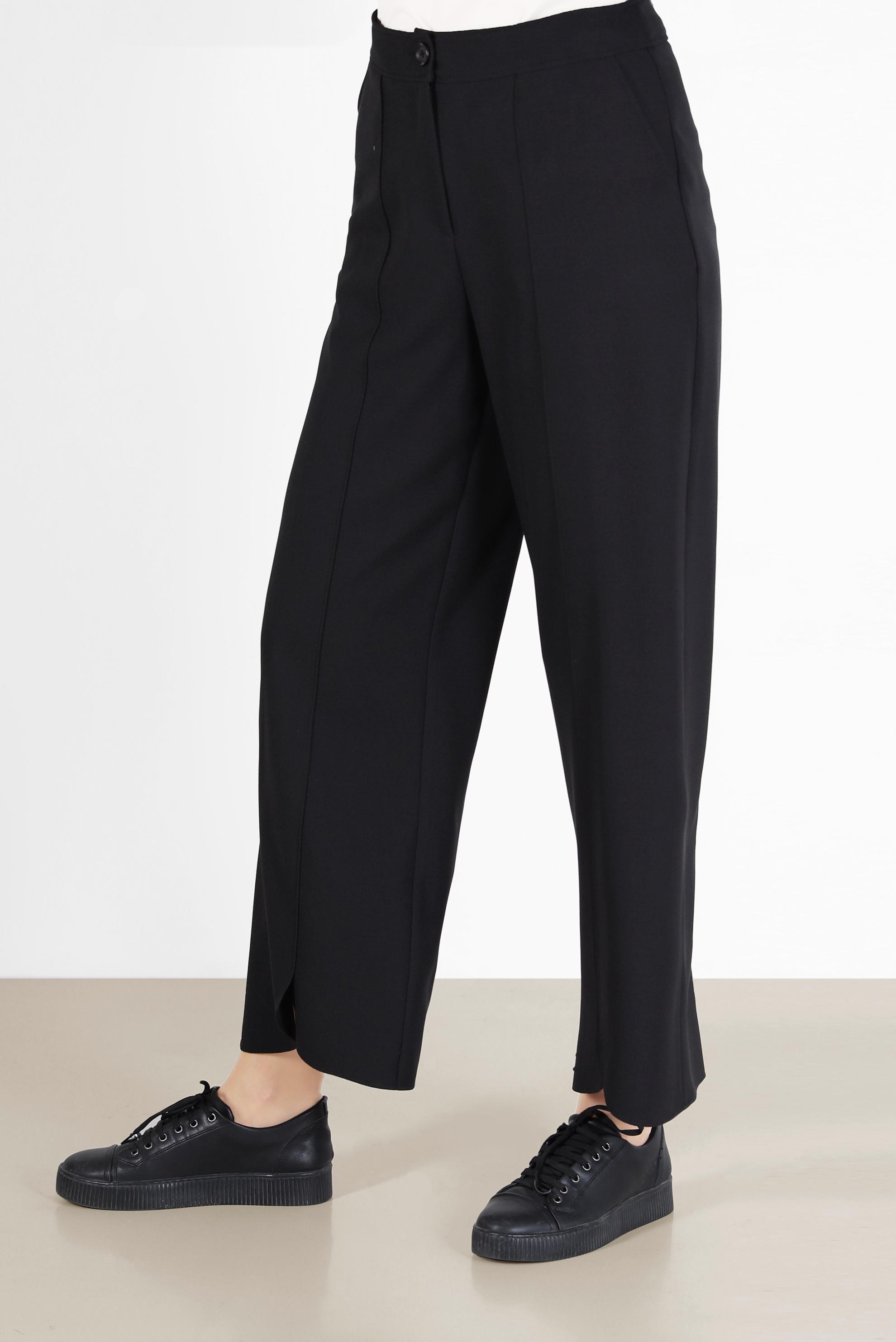 Tesettür giyim SİYAH ASİMETRİK KESİM PAÇA DETAYLI PANTOLON 70263 