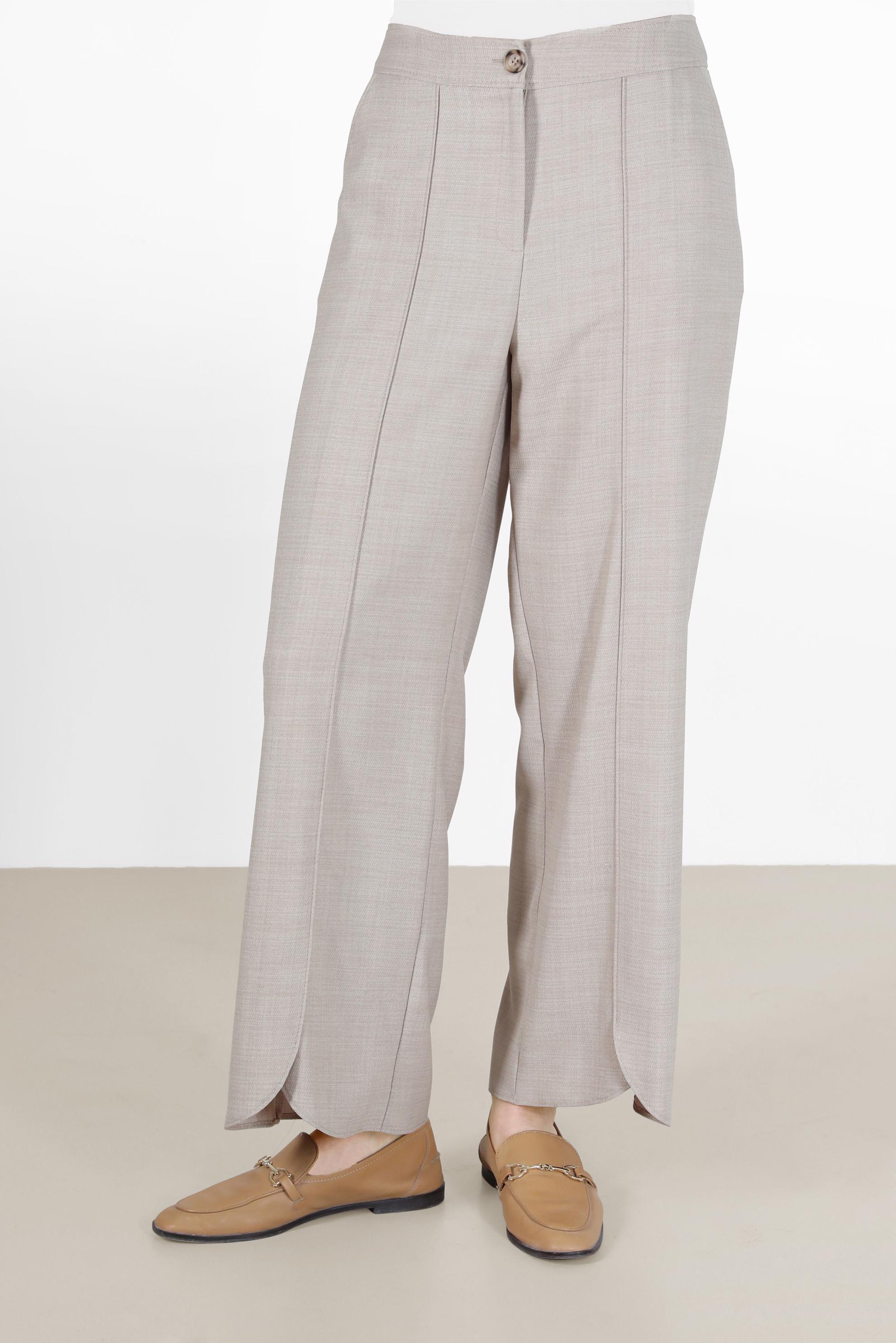 Tesettür giyim BEJ ASİMETRİK KESİM PAÇA DETAYLI PANTOLON 70263 