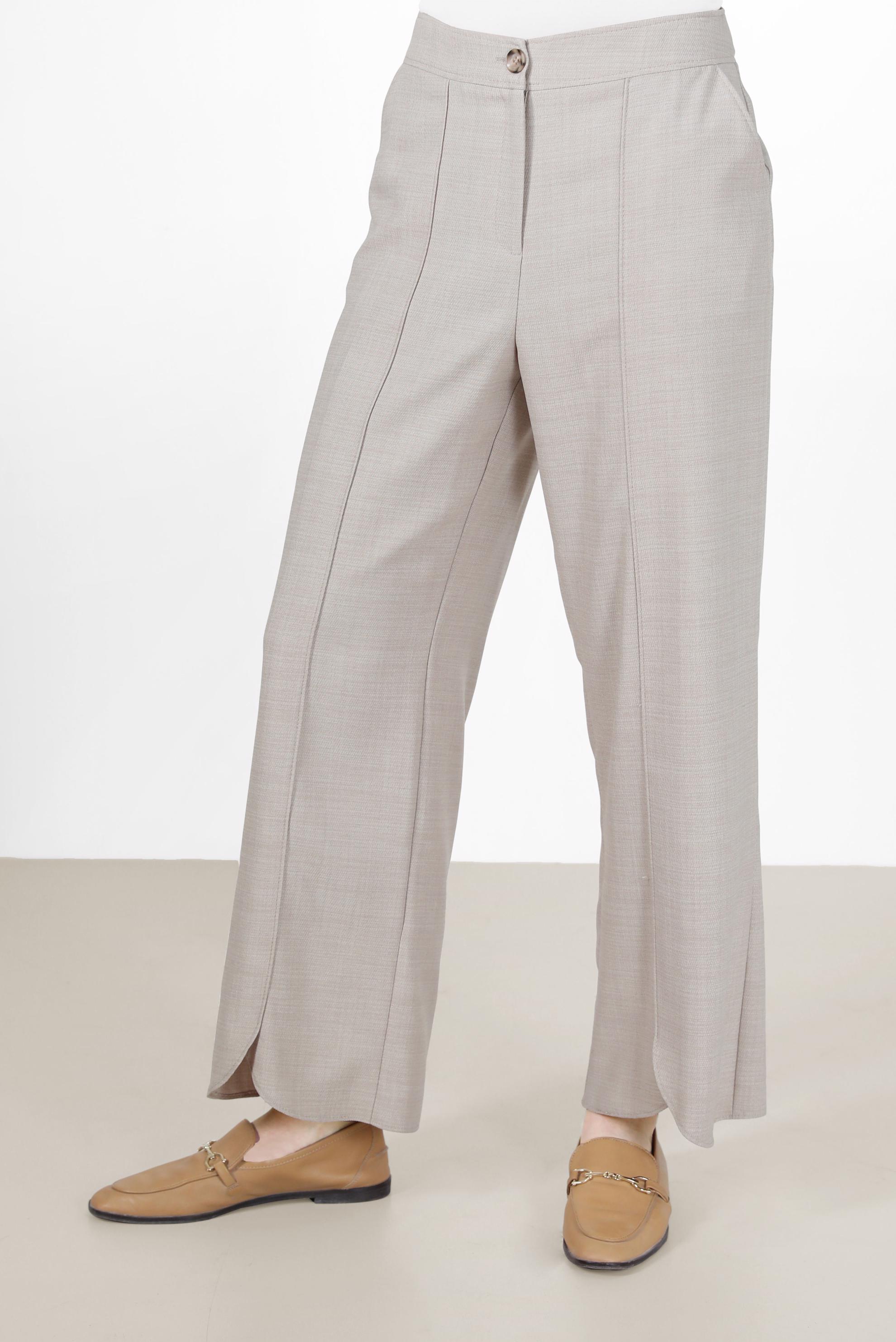 Tesettür giyim BEJ ASİMETRİK KESİM PAÇA DETAYLI PANTOLON 70263 