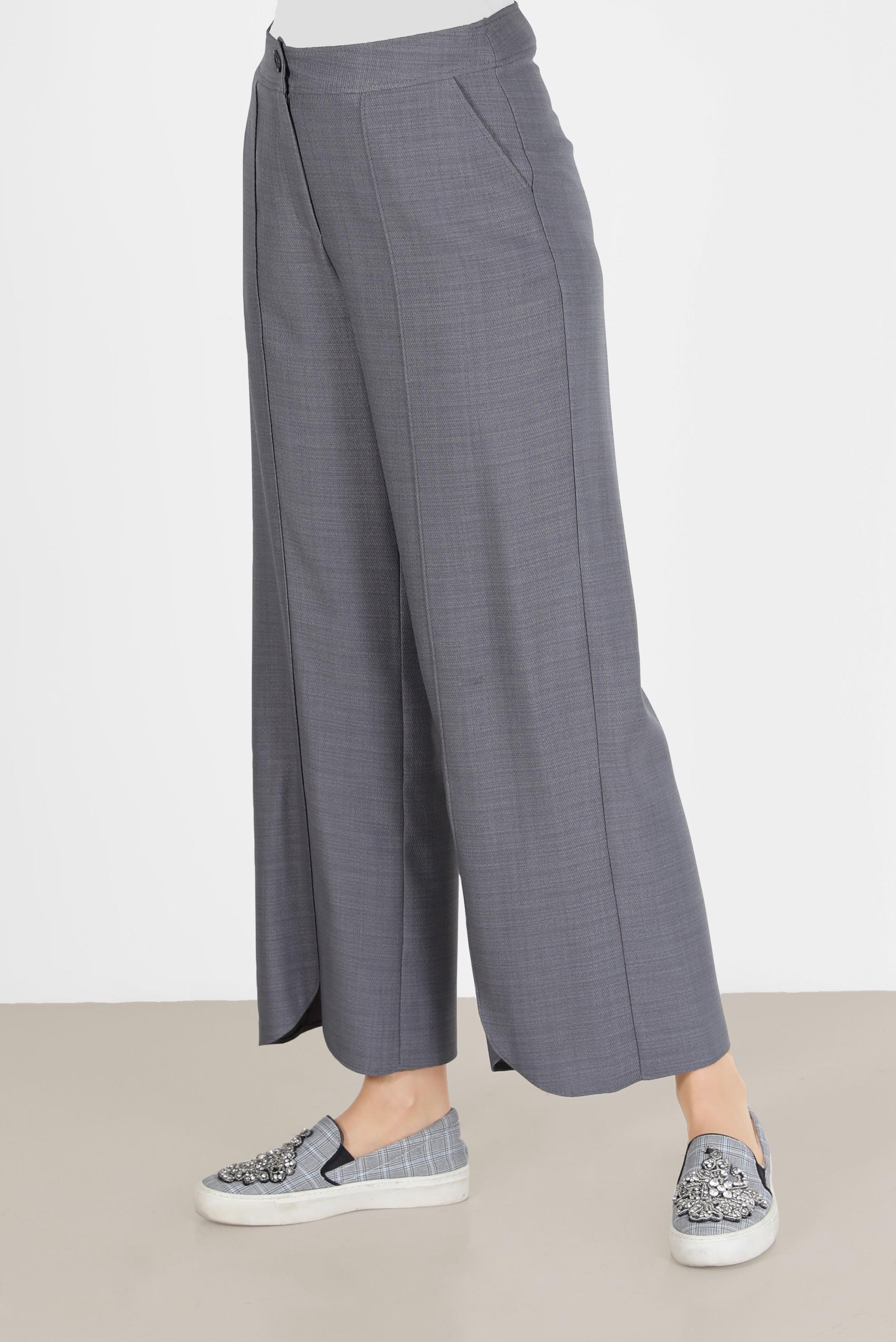 Tesettür giyim GRİ ASİMETRİK KESİM PAÇA DETAYLI PANTOLON 70263 