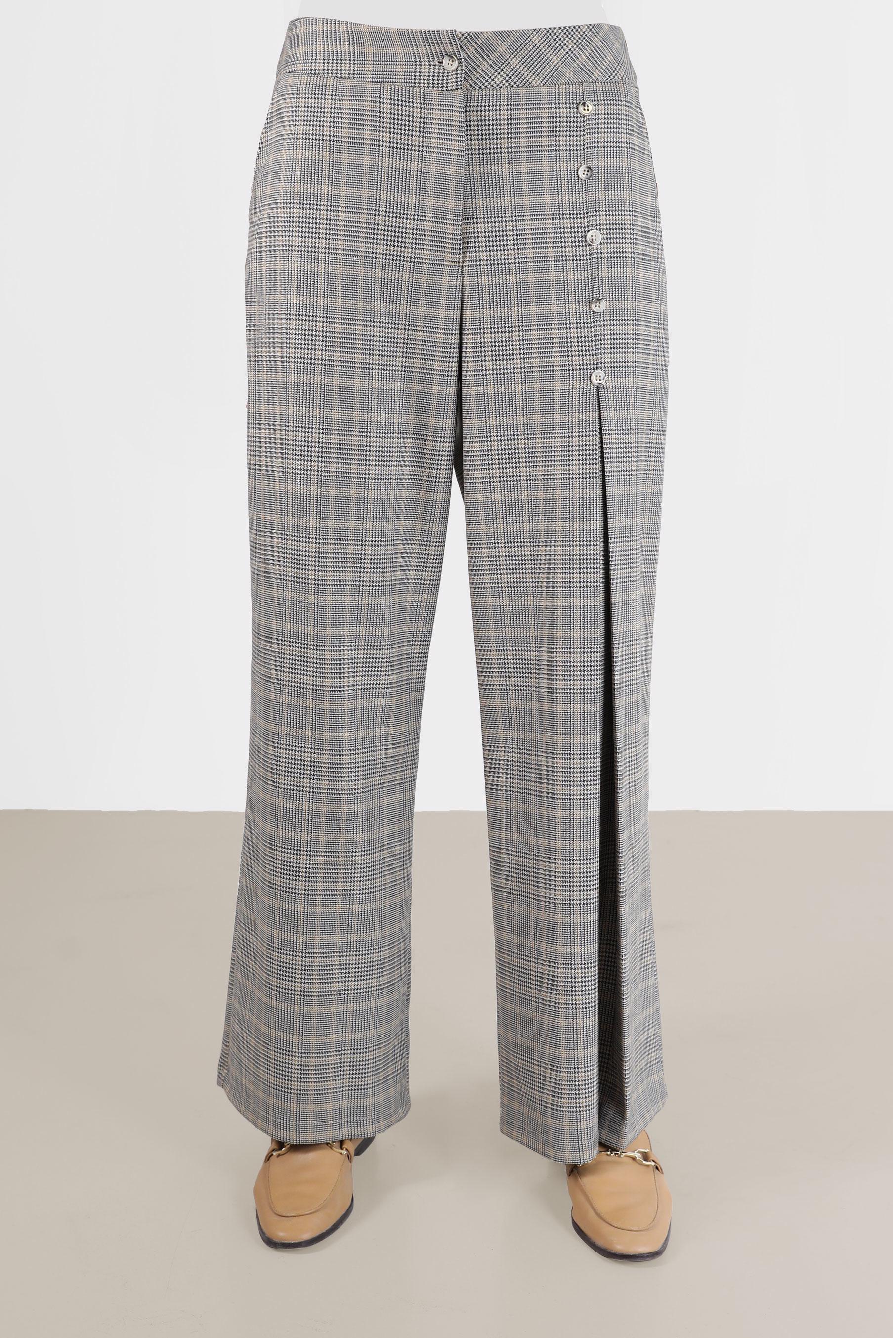 Vêtements hijab JAUNE PANTALON À CARREAUX DÉTAIL BOUTONS 70264