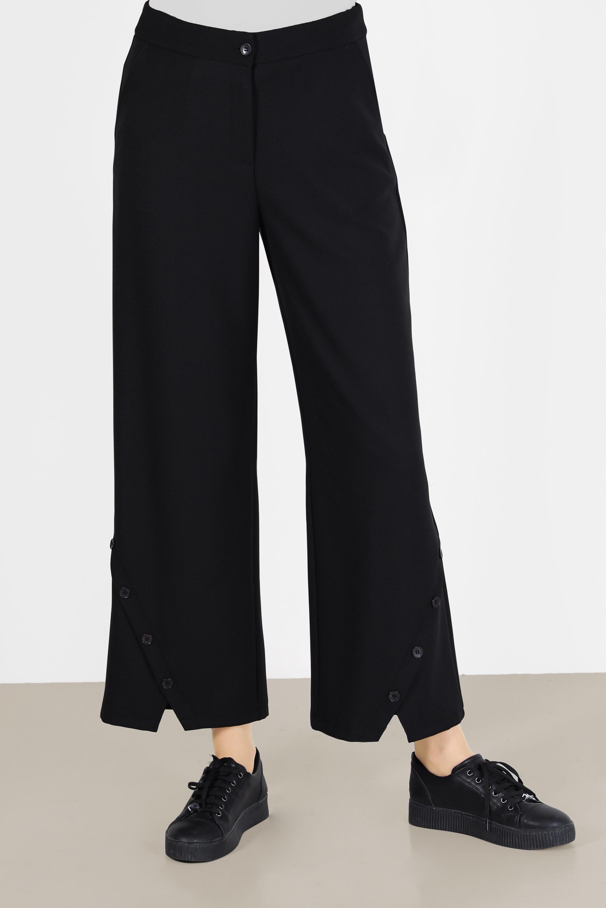 Tesettür giyim SİYAH DÜĞME DETAYLI PANTOLON 70265 