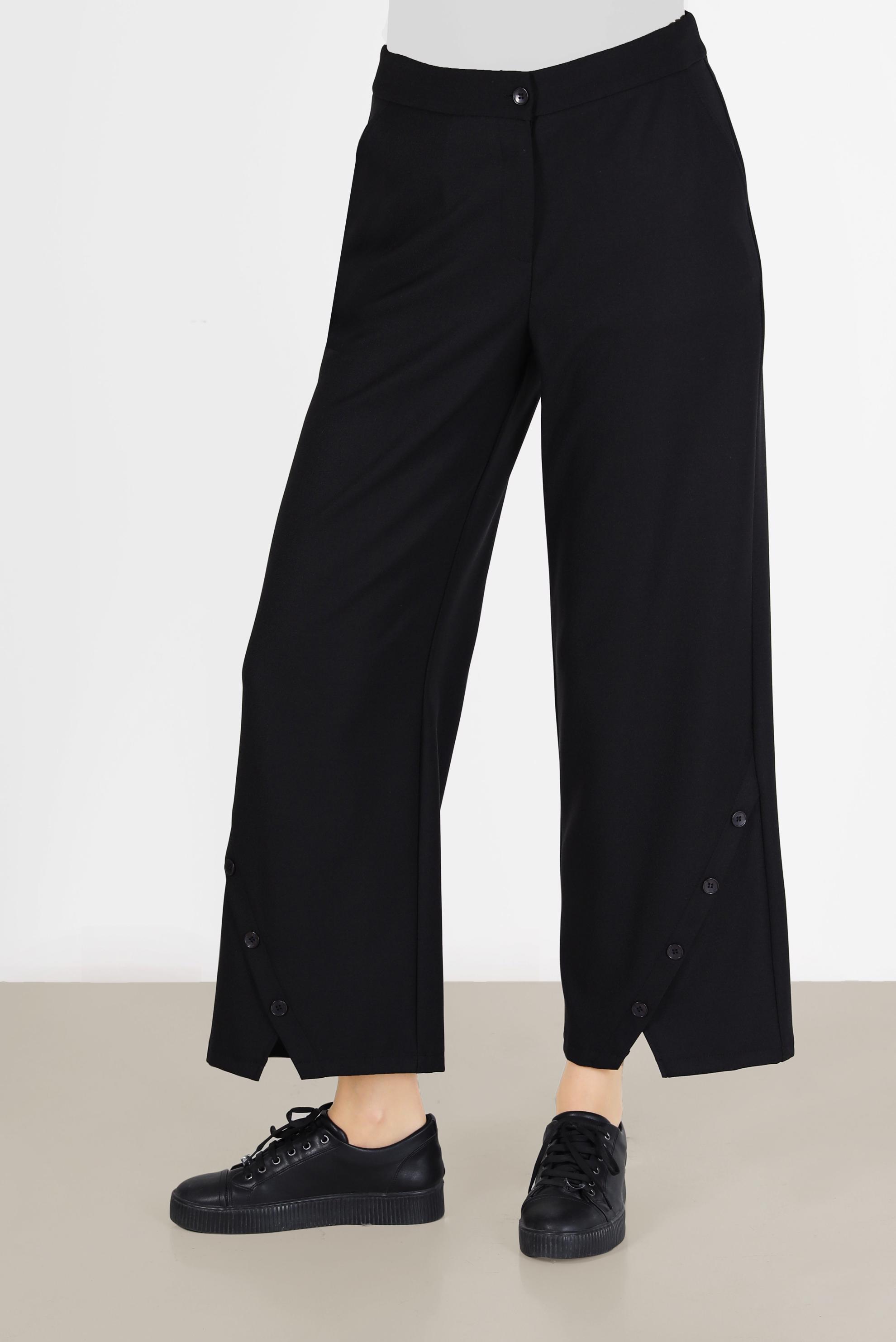 Tesettür giyim SİYAH DÜĞME DETAYLI PANTOLON 70265 