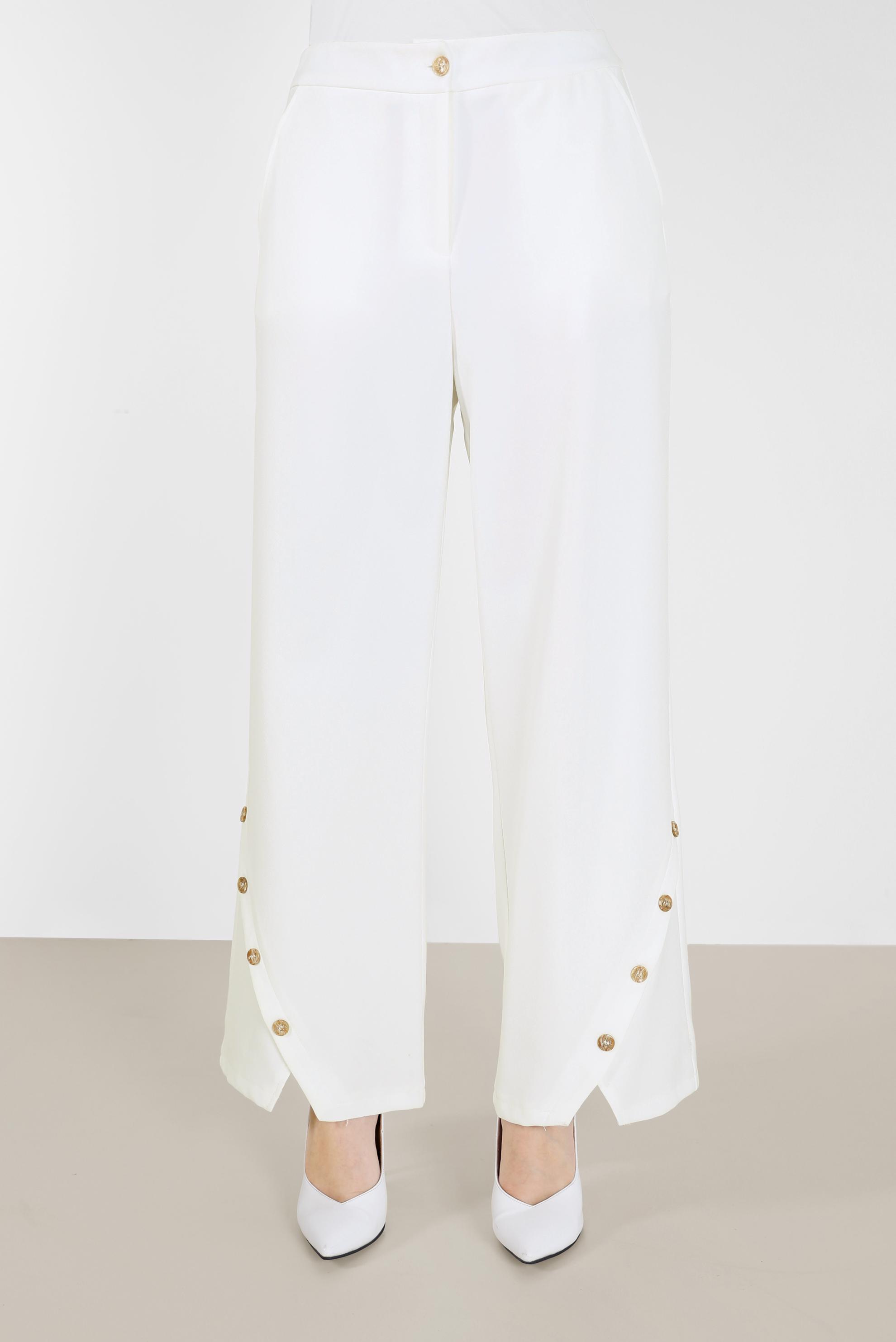 Hijab clothing WHITE BUTTON DETAIL PANTS 70265 