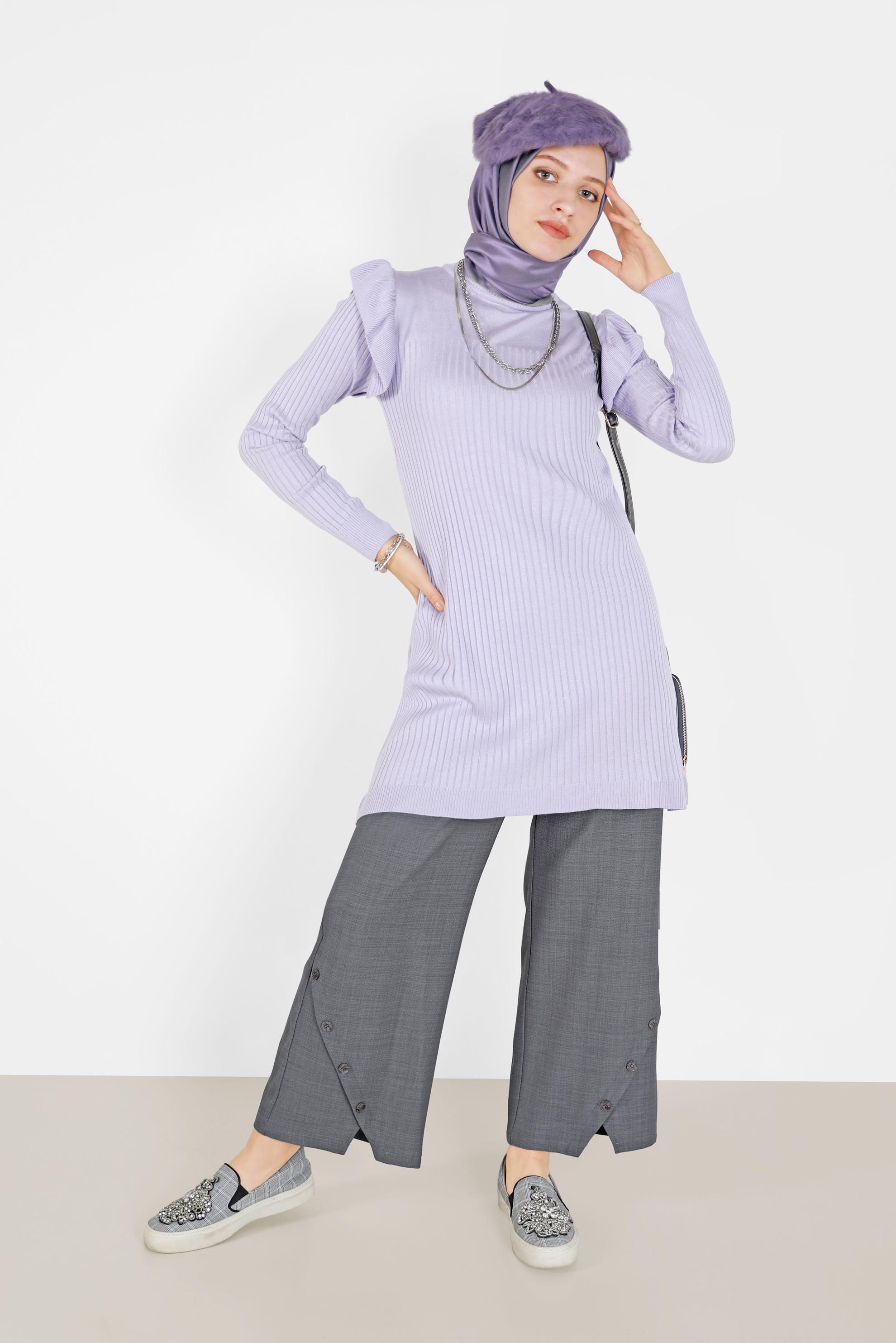 Hijab clothing GREY BUTTON DETAIL PANTS 70265 