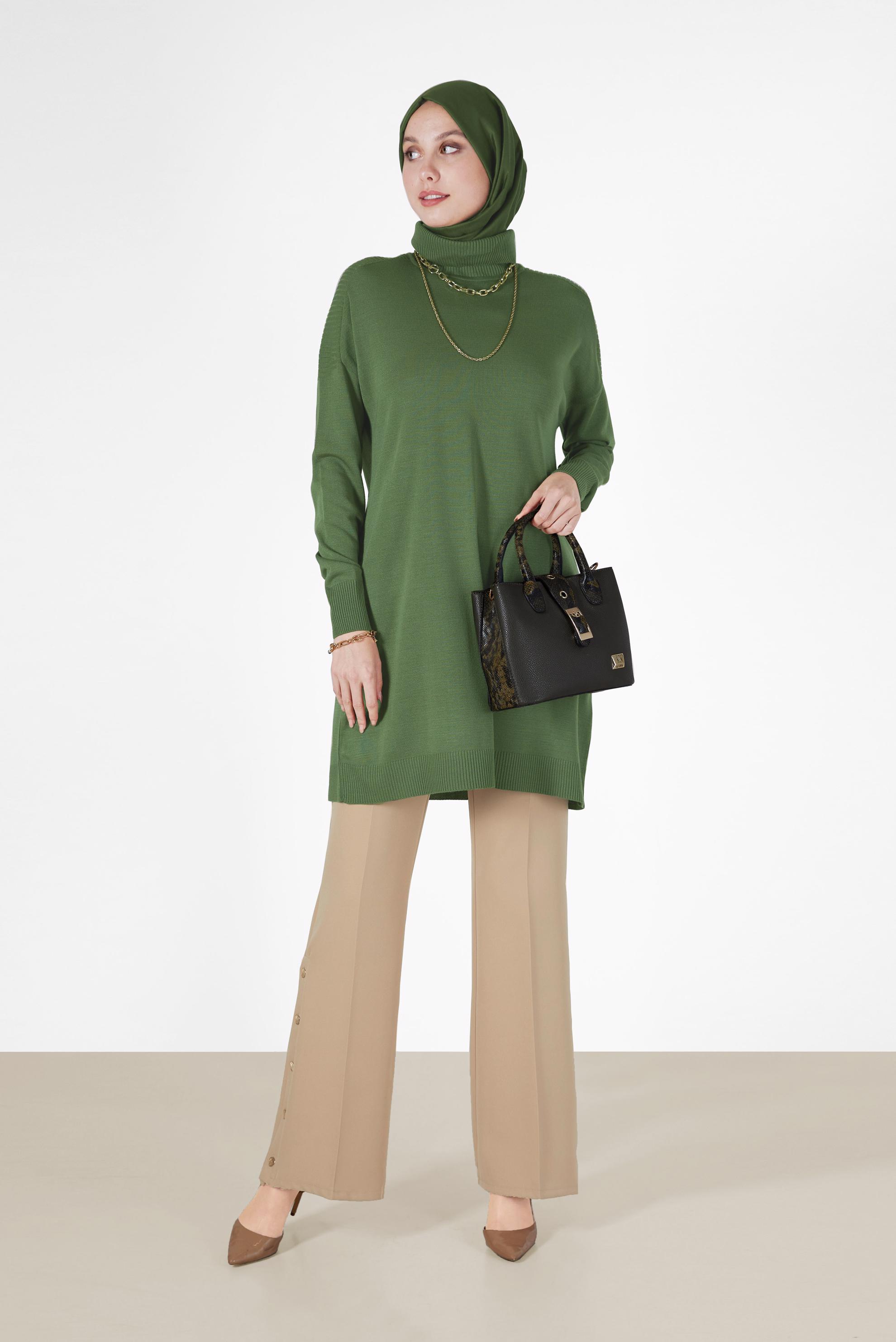 Tesettür giyim BEJ DÜĞME DETAYLI PANTOLON 70266 