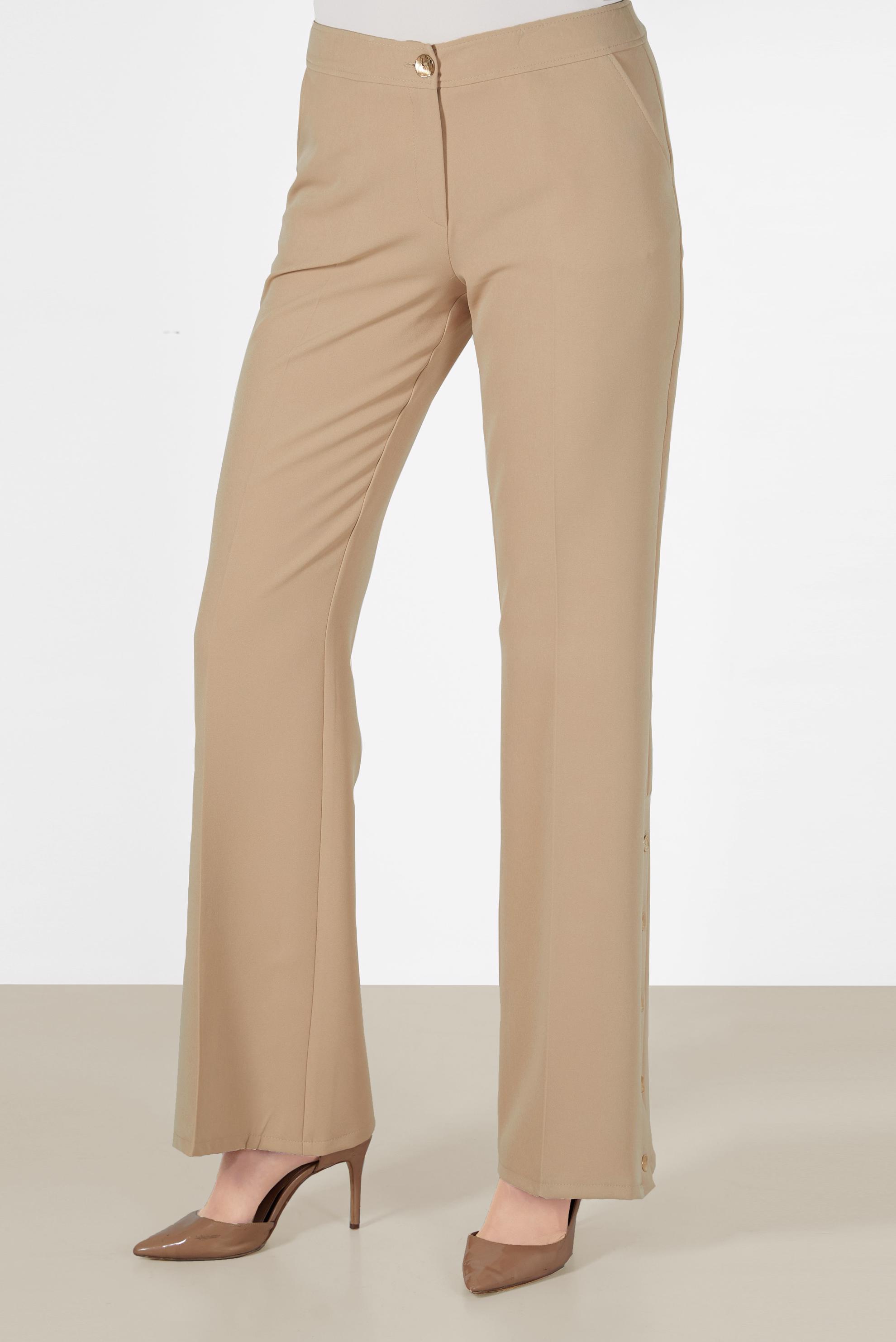 Tesettür giyim BEJ DÜĞME DETAYLI PANTOLON 70266 