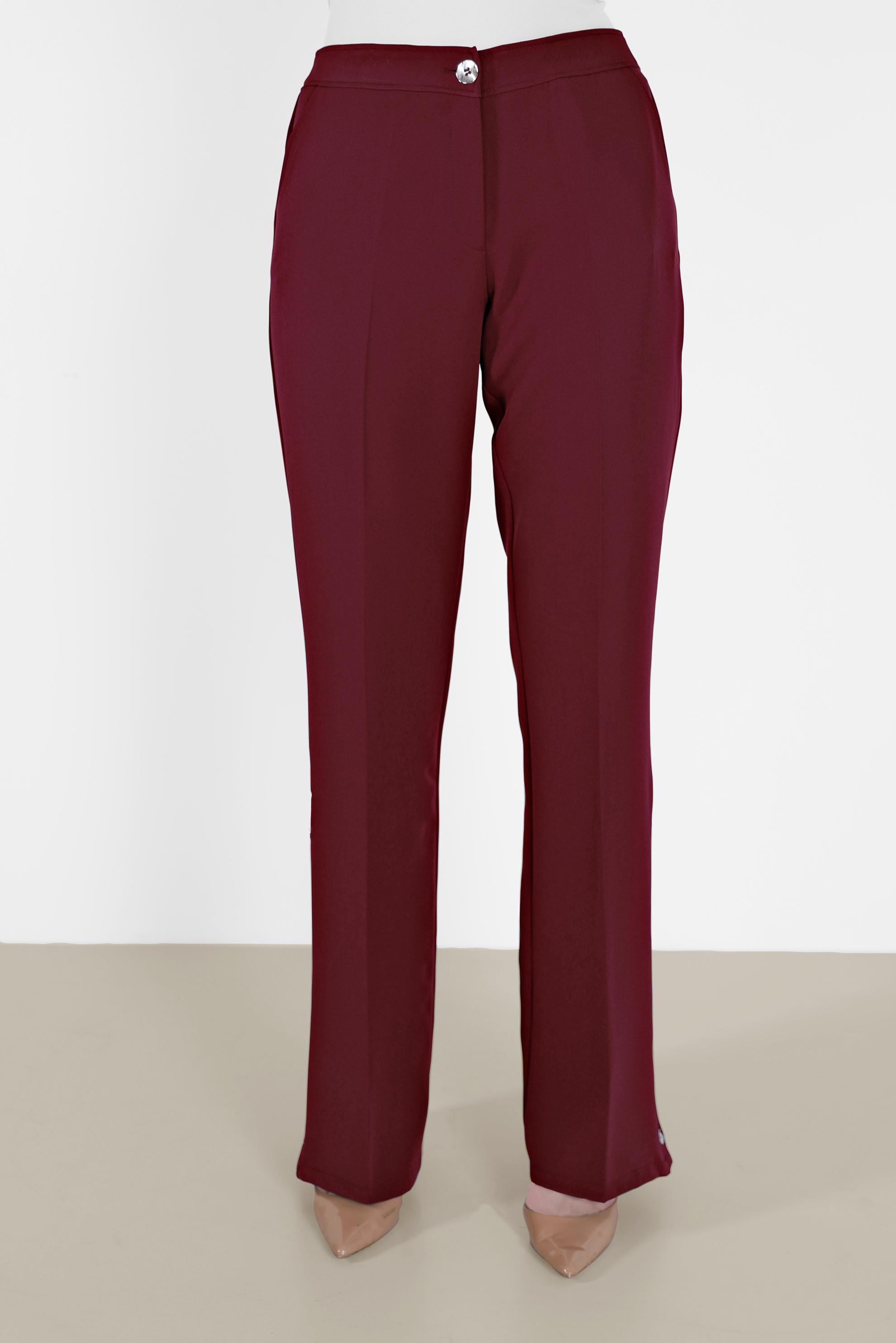 Tesettür giyim BORDO DÜĞME DETAYLI PANTOLON 70266 