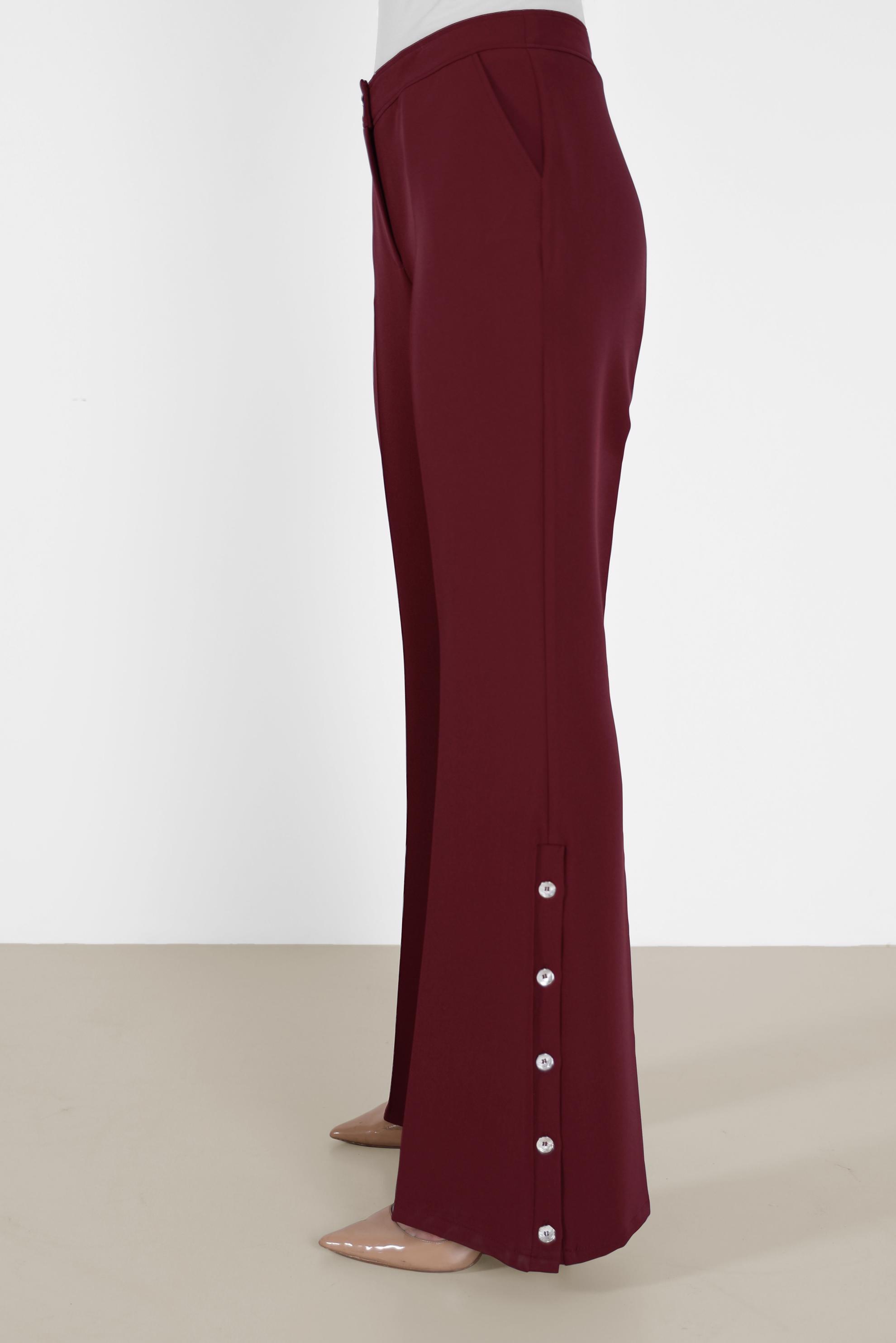 Tesettür giyim BORDO DÜĞME DETAYLI PANTOLON 70266 