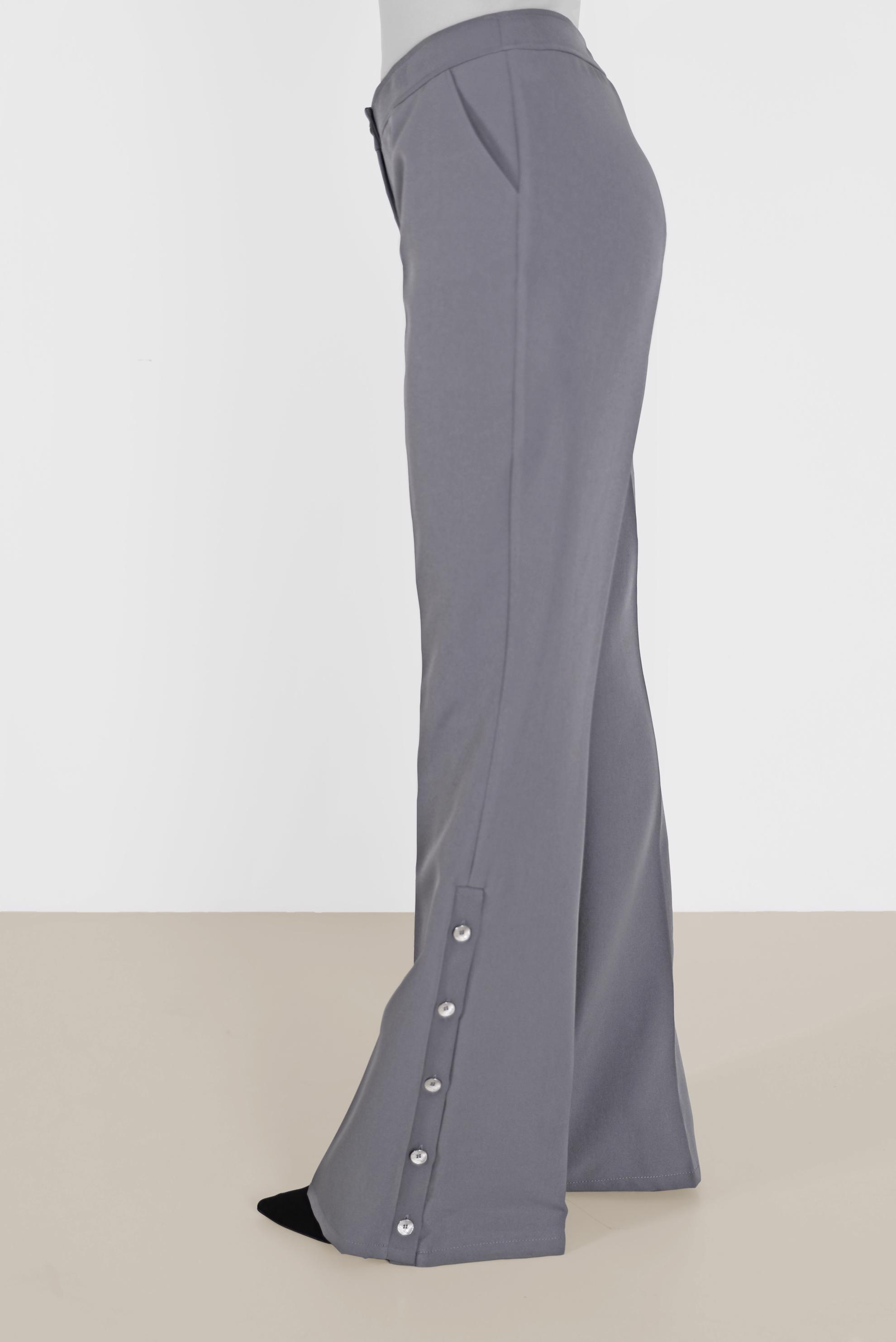 Tesettür giyim GRİ DÜĞME DETAYLI PANTOLON 70266 