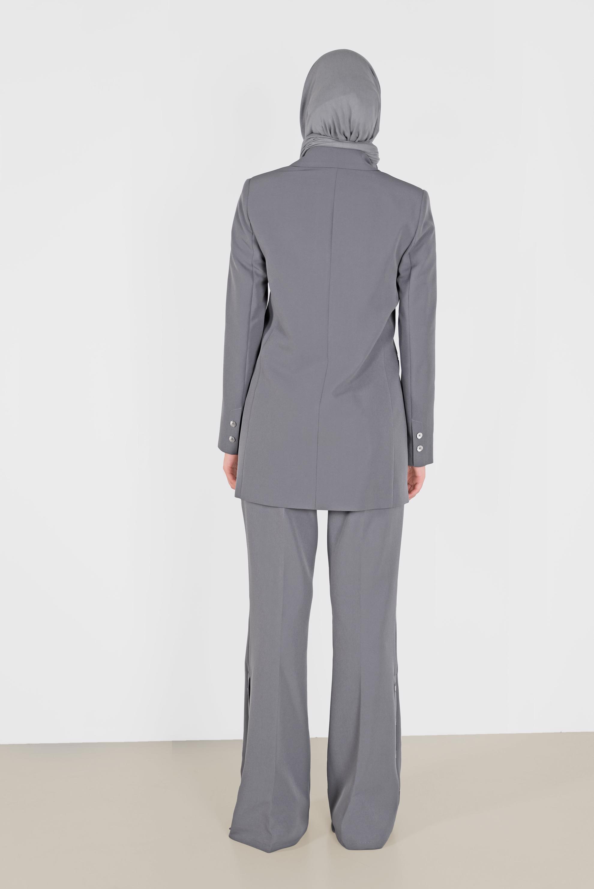 Tesettür giyim GRİ DÜĞME DETAYLI PANTOLON 70266 