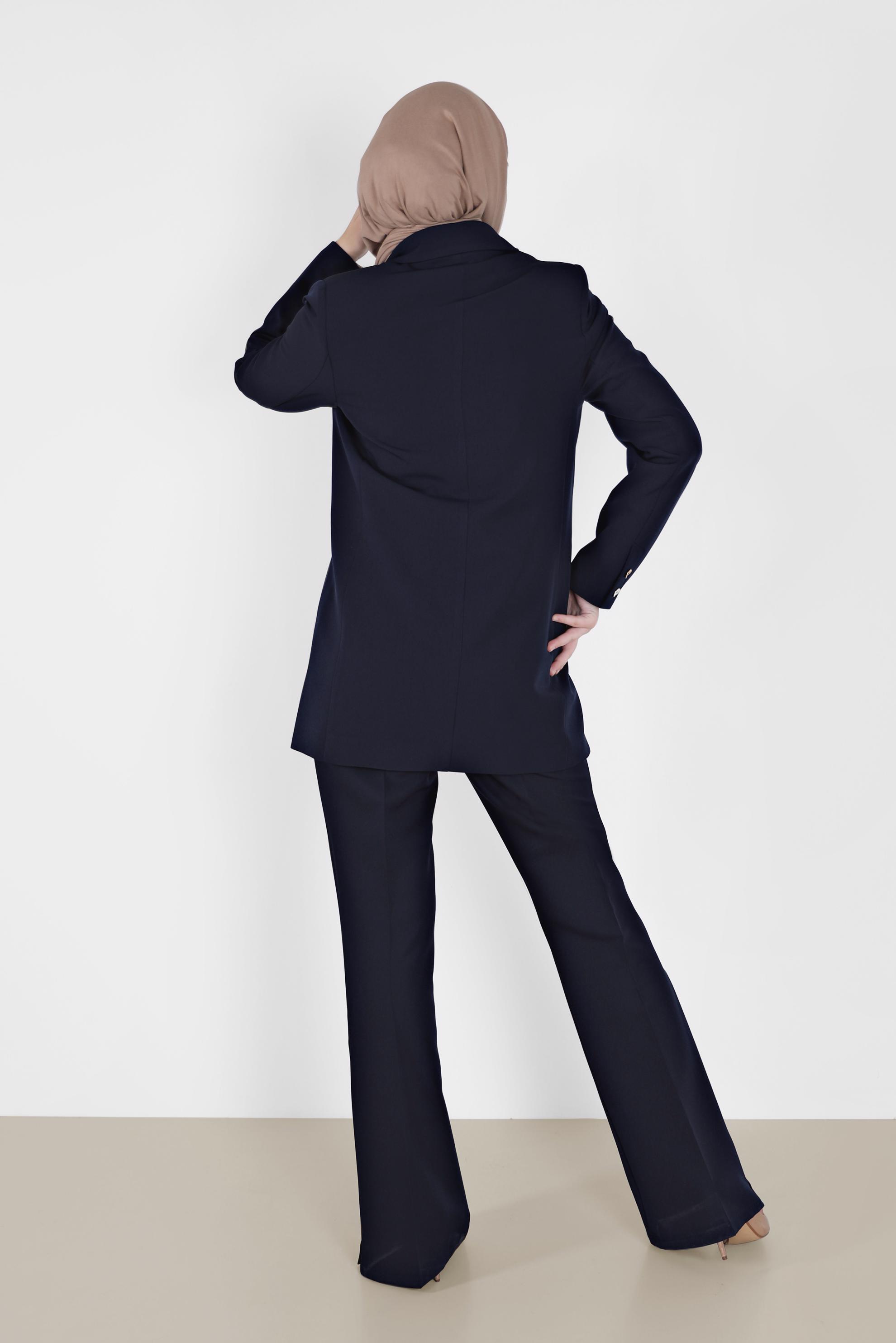 Tesettür giyim LACİVERT DÜĞME DETAYLI PANTOLON 70266 