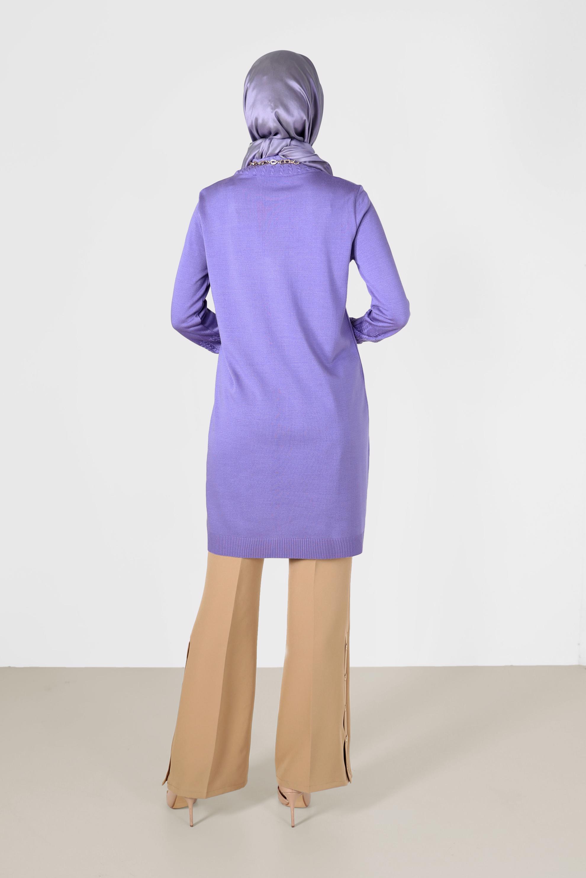 Tesettür giyim KAHVE DÜĞME DETAYLI PANTOLON 70266 