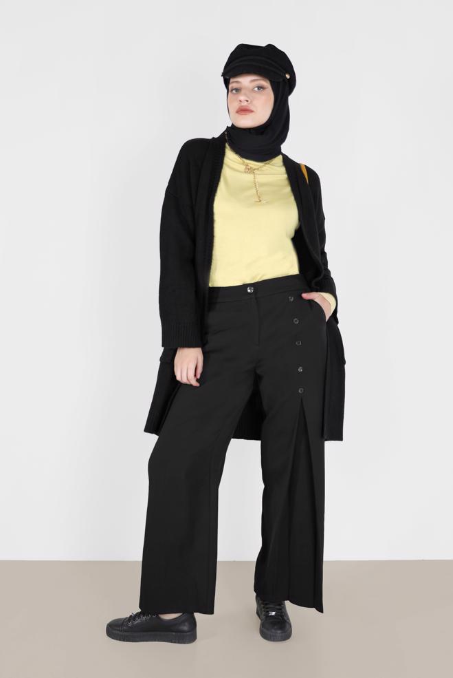 Vêtements hijab  PANTALON PALAZZO À BOUTONS 70267 - ALVİNA