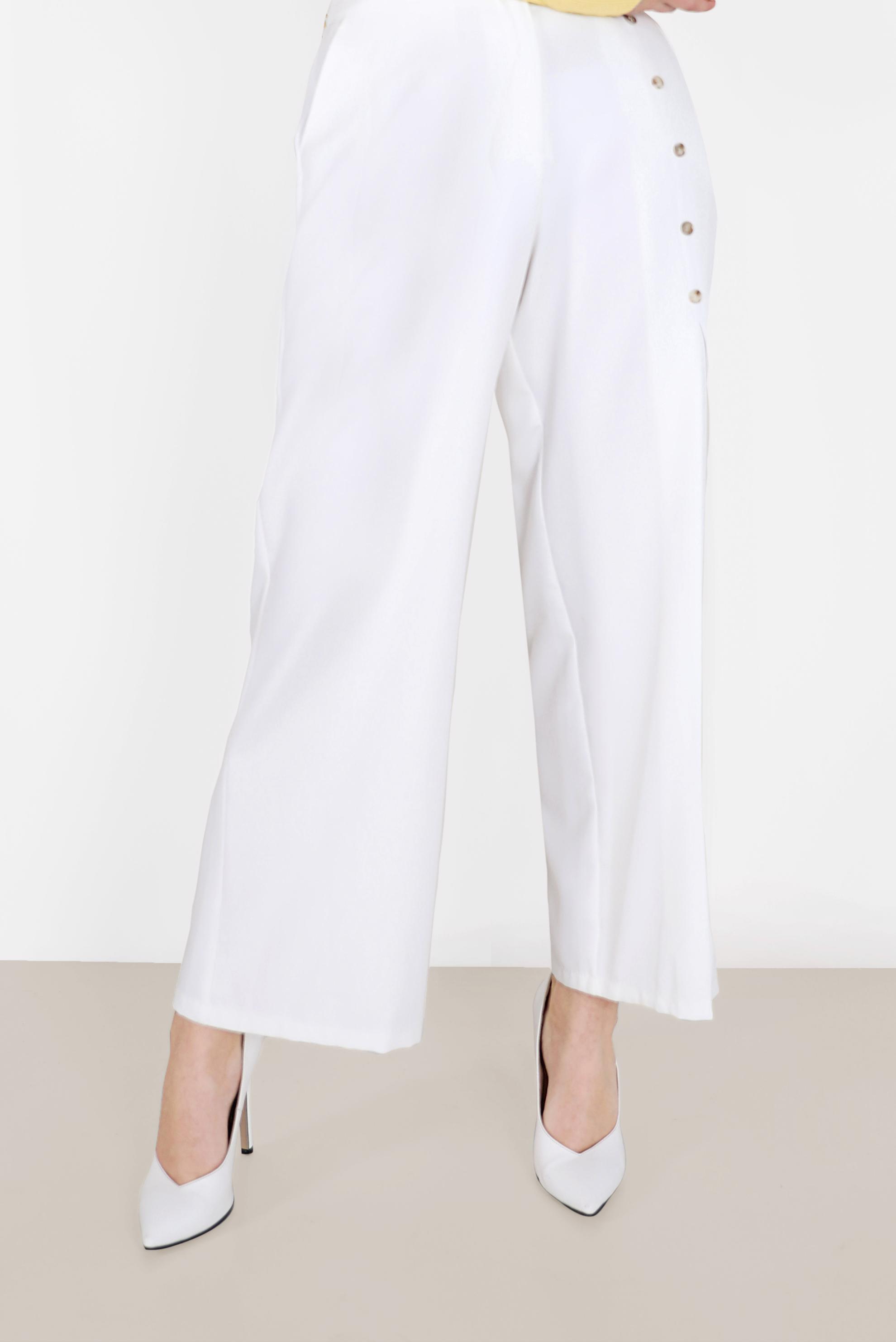 Tesettür giyim BEYAZ DÜĞME DETAYLI GENİŞ KESİM PANTOLON 70267 