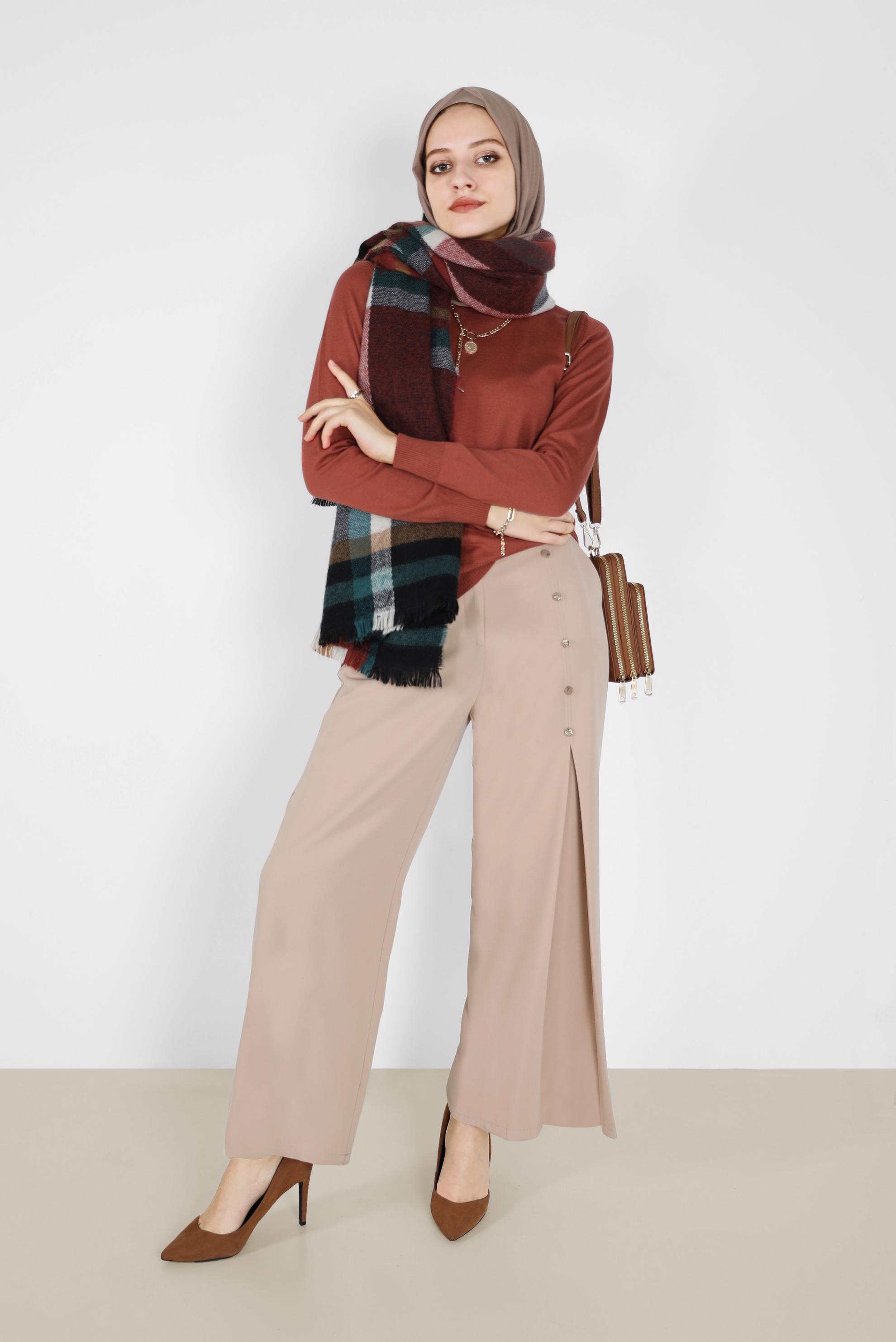 Vêtements hijab BEIGE PANTALON PALAZZO À BOUTONS 70267