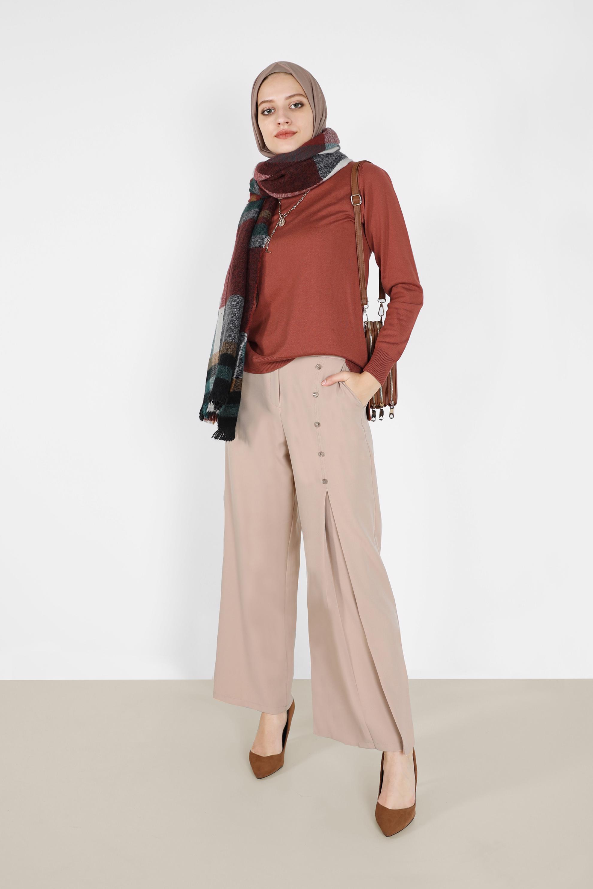 Vêtements hijab BEIGE PANTALON PALAZZO À BOUTONS 70267