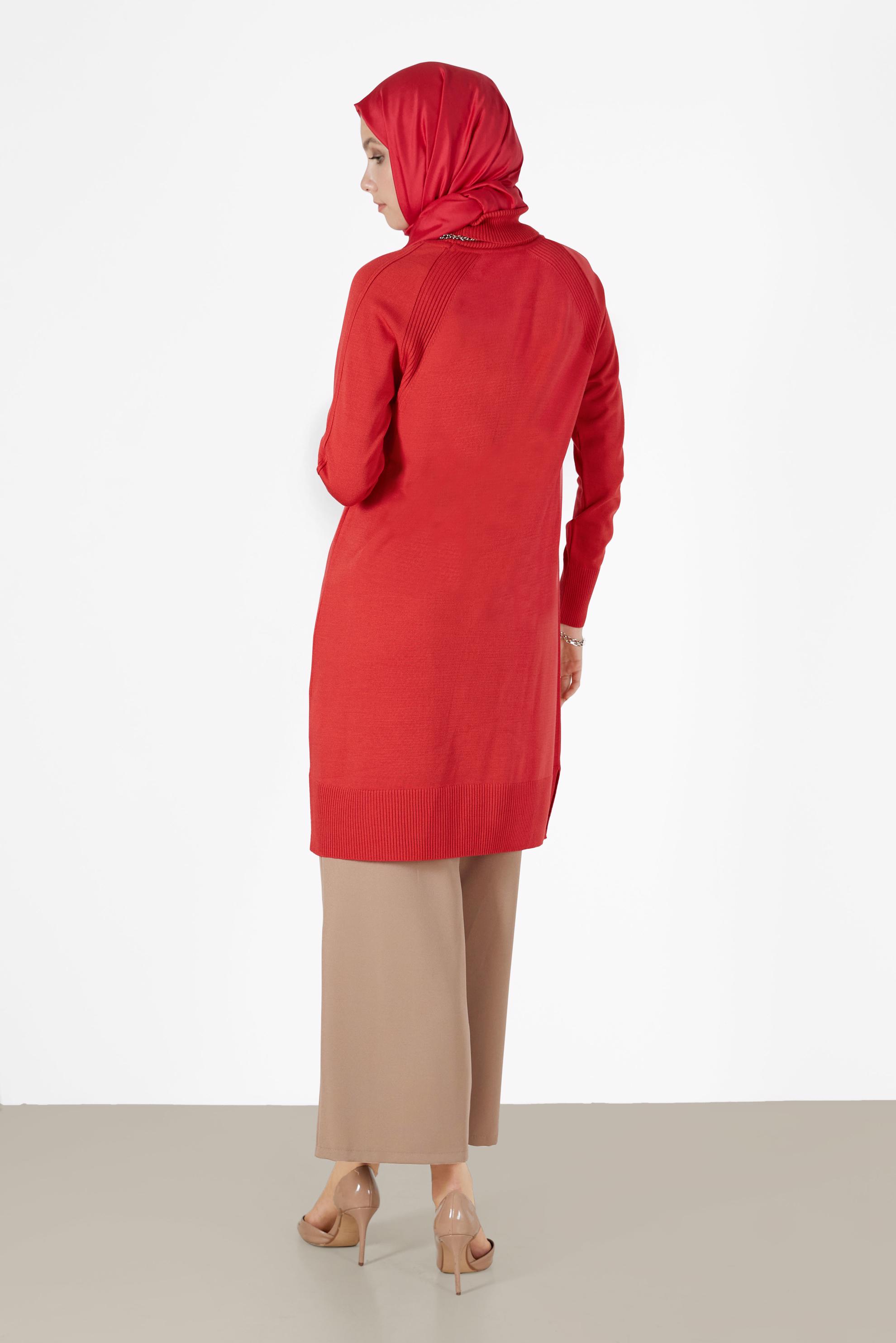 Tesettür giyim KAHVE DÜĞME DETAYLI GENİŞ KESİM PANTOLON 70267 