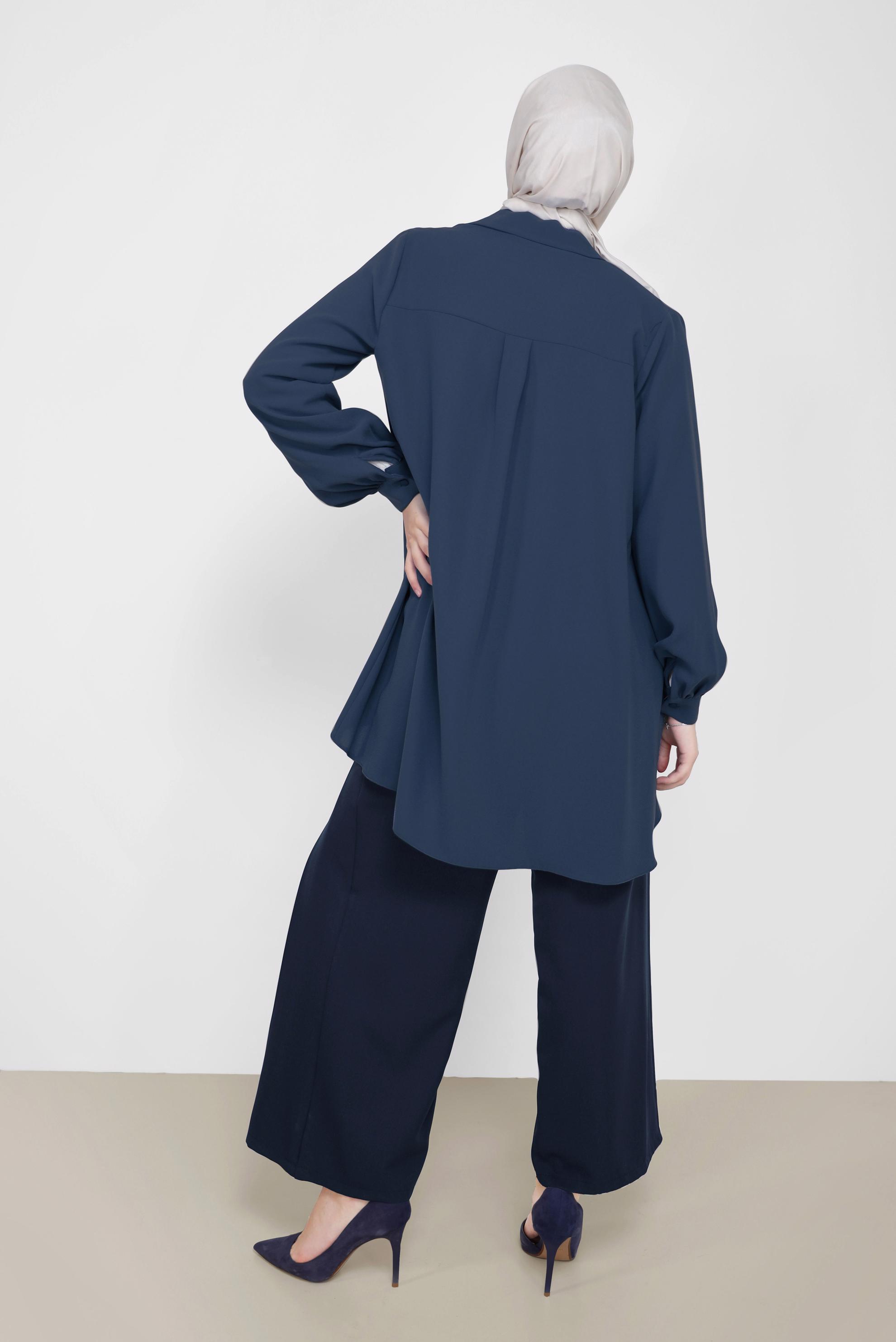 Hijab clothing NAVY BLUE BUTTON DETAIL PALAZZO PANTS 70267 