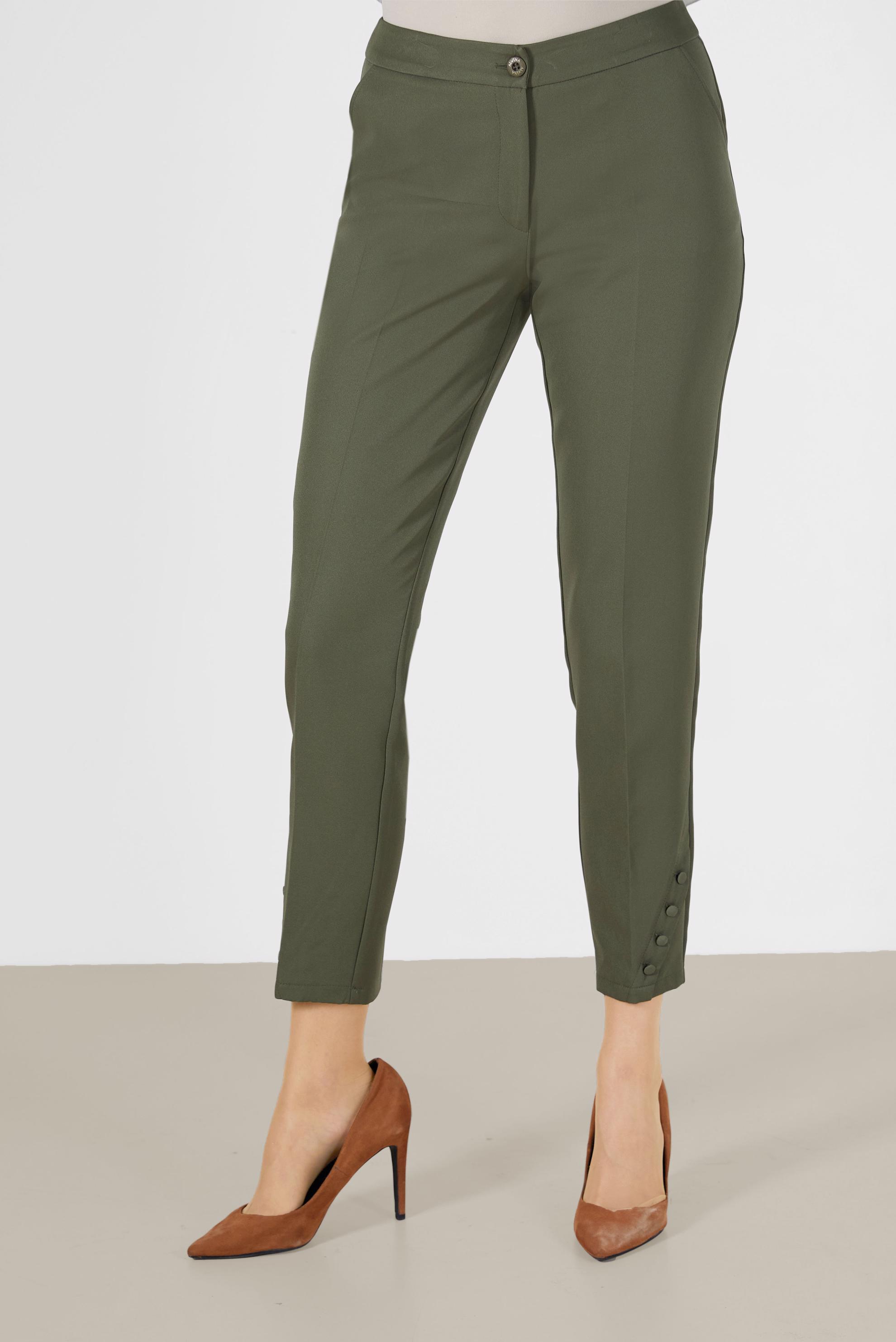 Tesettür giyim HAKİ DÜĞME DETAYLI PANTOLON 70269 