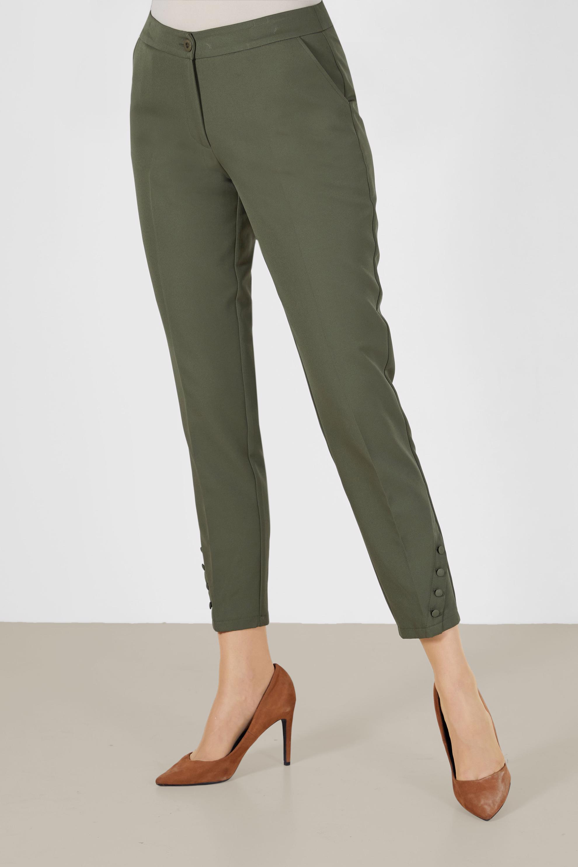 Tesettür giyim HAKİ DÜĞME DETAYLI PANTOLON 70269 