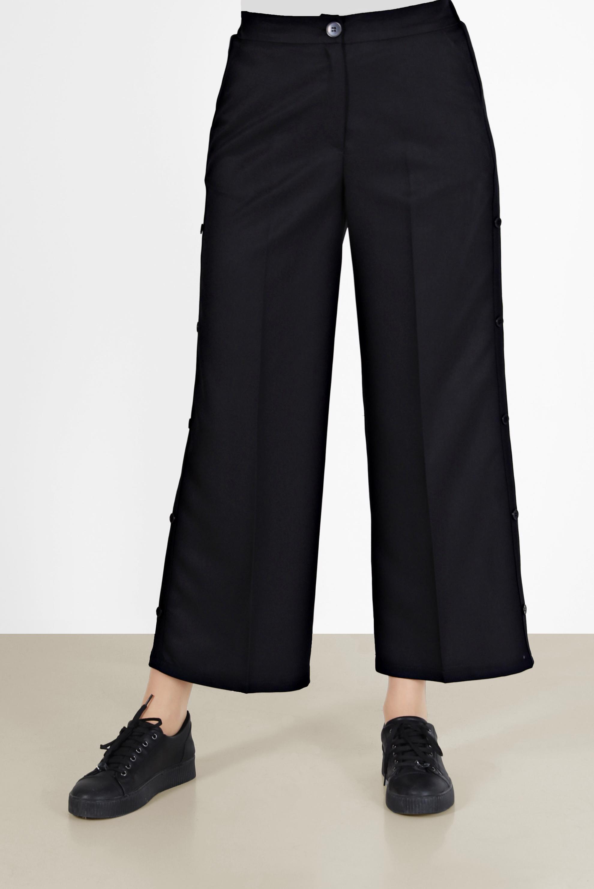 Tesettür giyim SİYAH YANDAN DÜĞMELİ PANTOLON 70270 