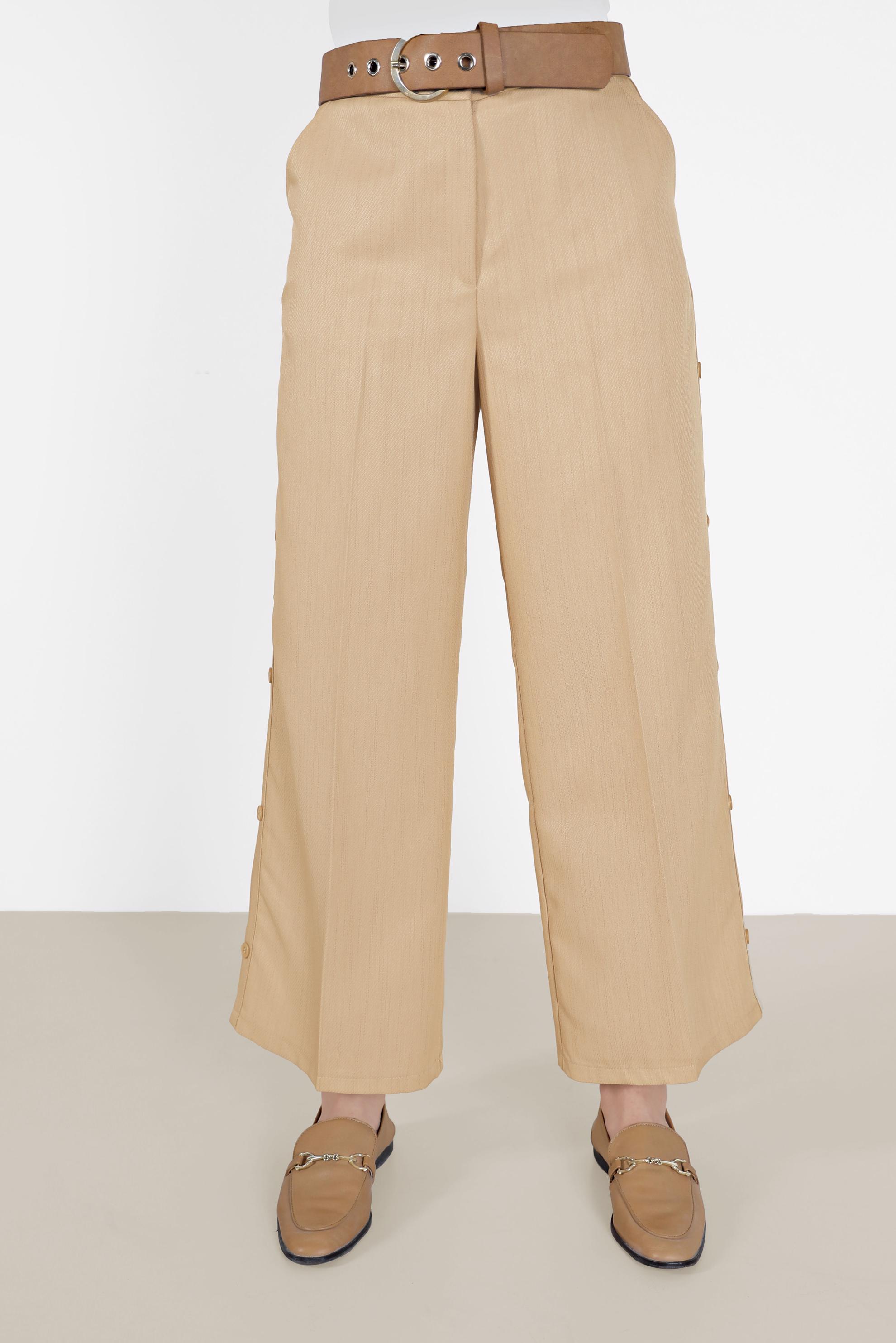 Tesettür giyim KAHVE YANDAN DÜĞMELİ PANTOLON 70270 