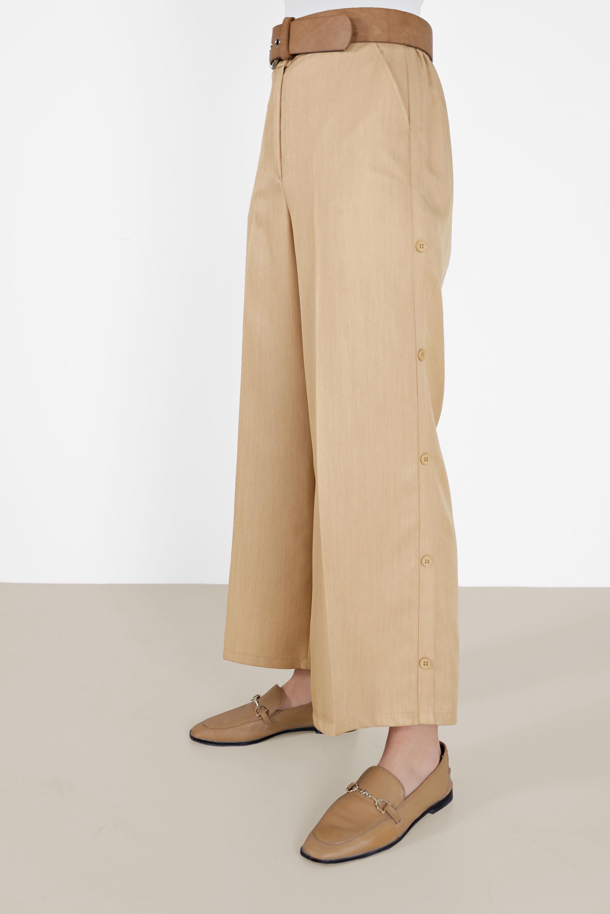 Tesettür giyim KAHVE YANDAN DÜĞMELİ PANTOLON 70270 