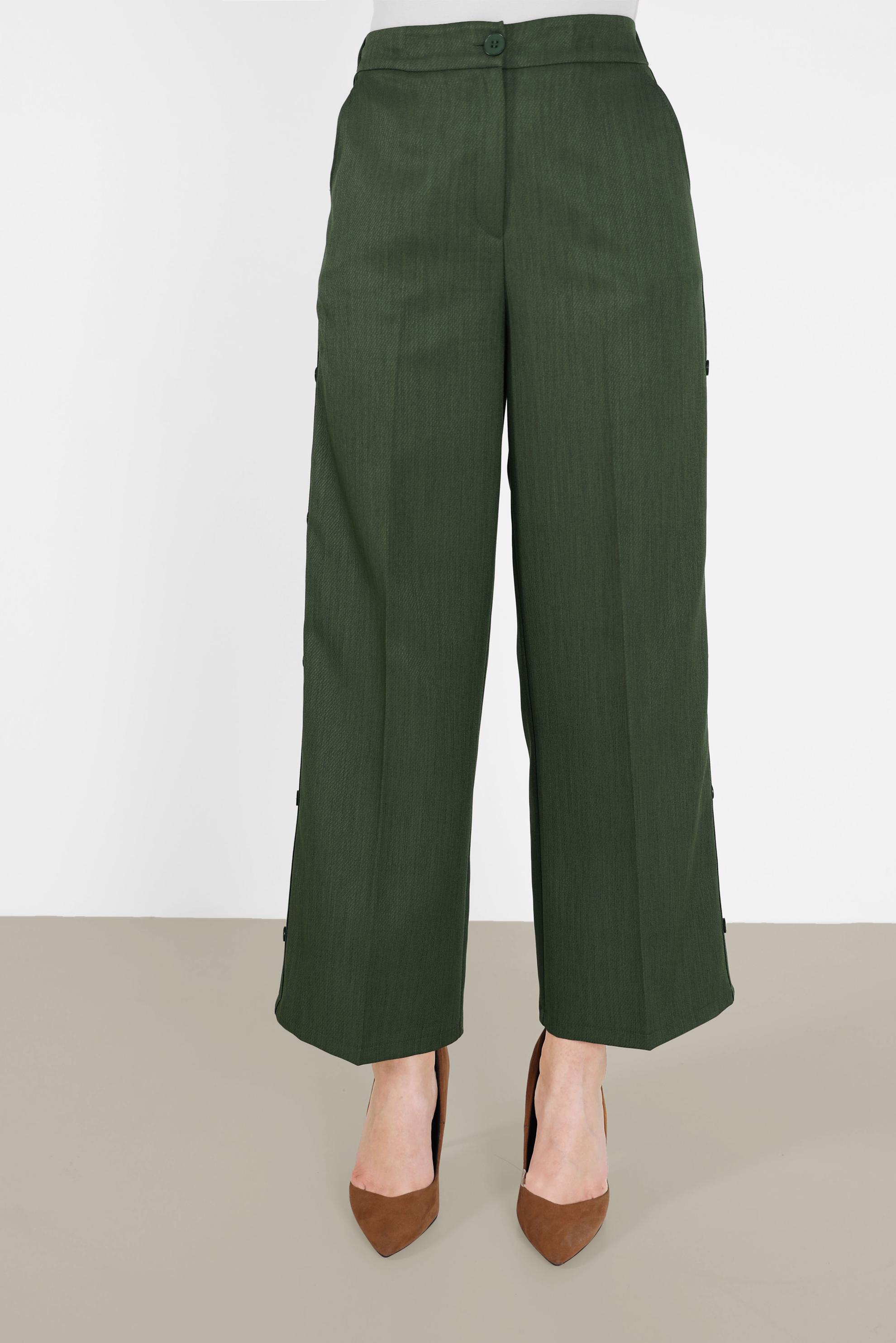 Tesettür giyim HAKİ YANDAN DÜĞMELİ PANTOLON 70270 