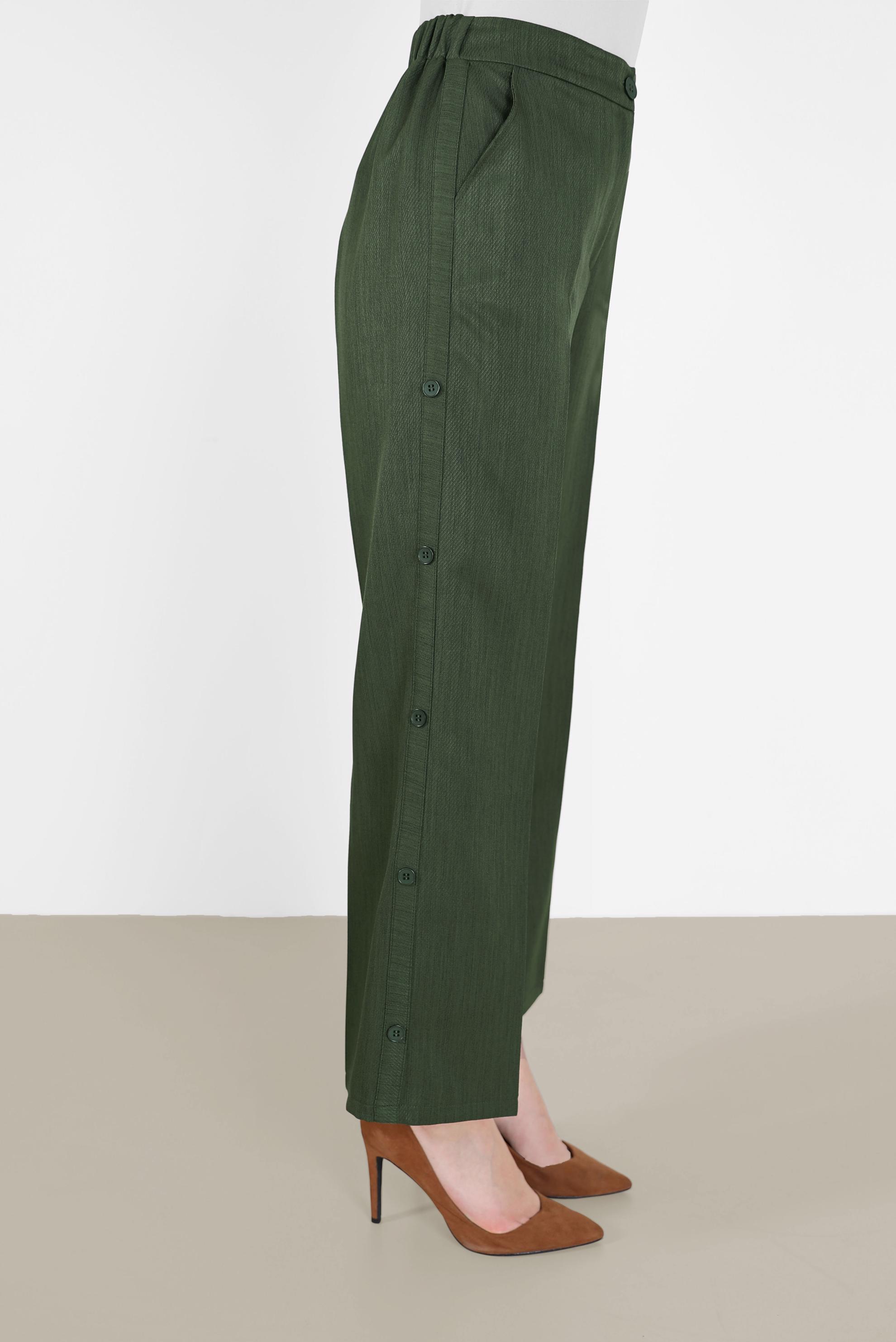 Tesettür giyim HAKİ YANDAN DÜĞMELİ PANTOLON 70270 