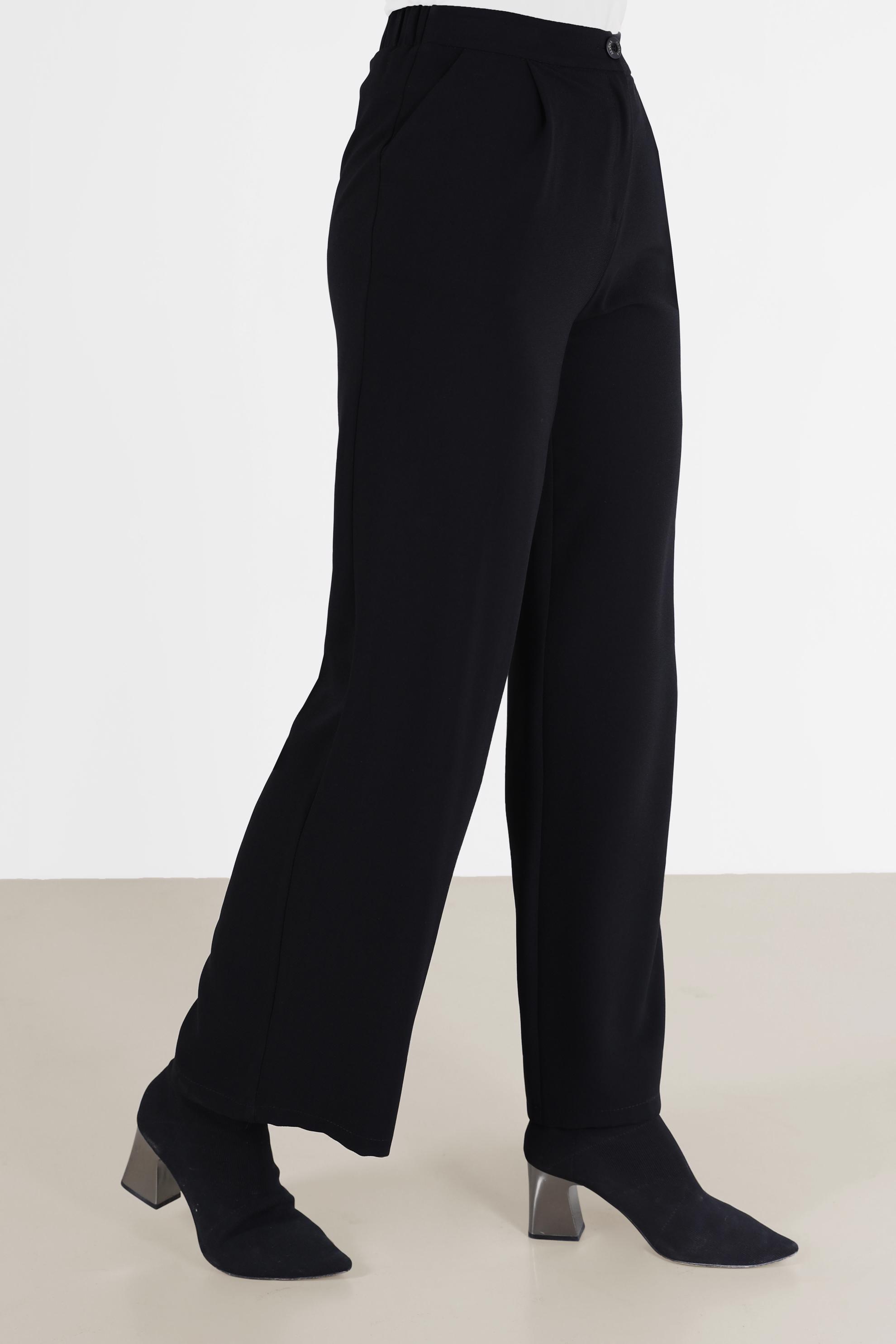 Tesettür giyim SİYAH GENİŞ KESİM PANTOLON 70272 