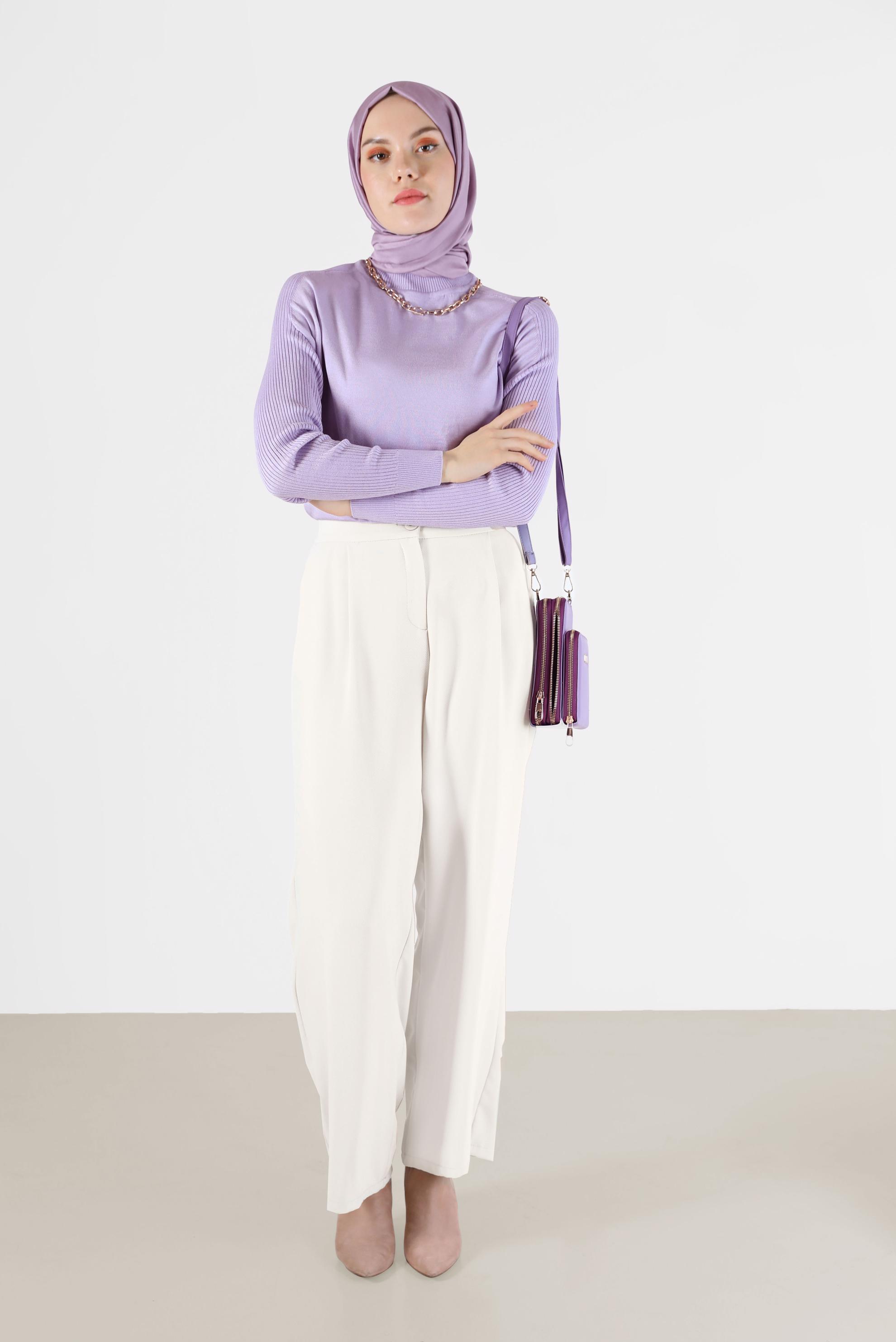 Tesettür giyim BEYAZ GENİŞ KESİM PANTOLON 70272 