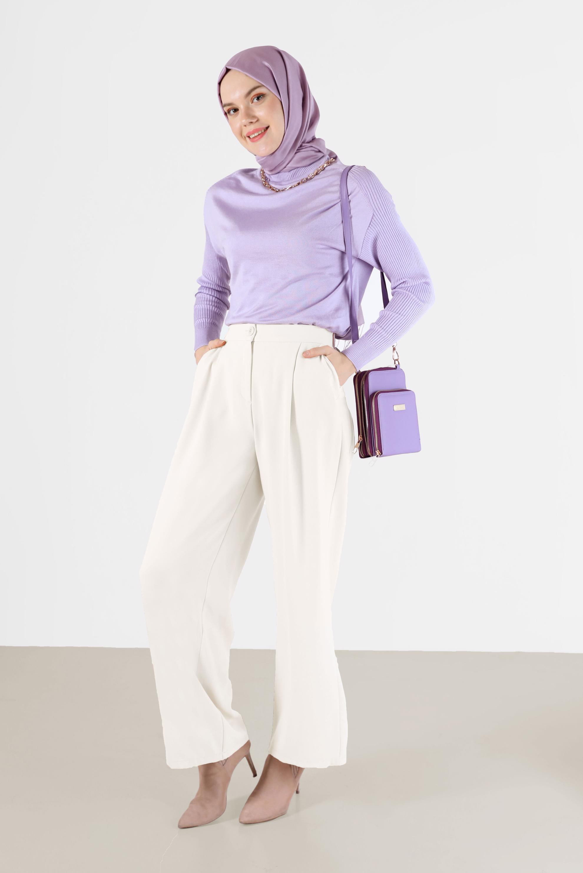 Tesettür giyim BEYAZ GENİŞ KESİM PANTOLON 70272 