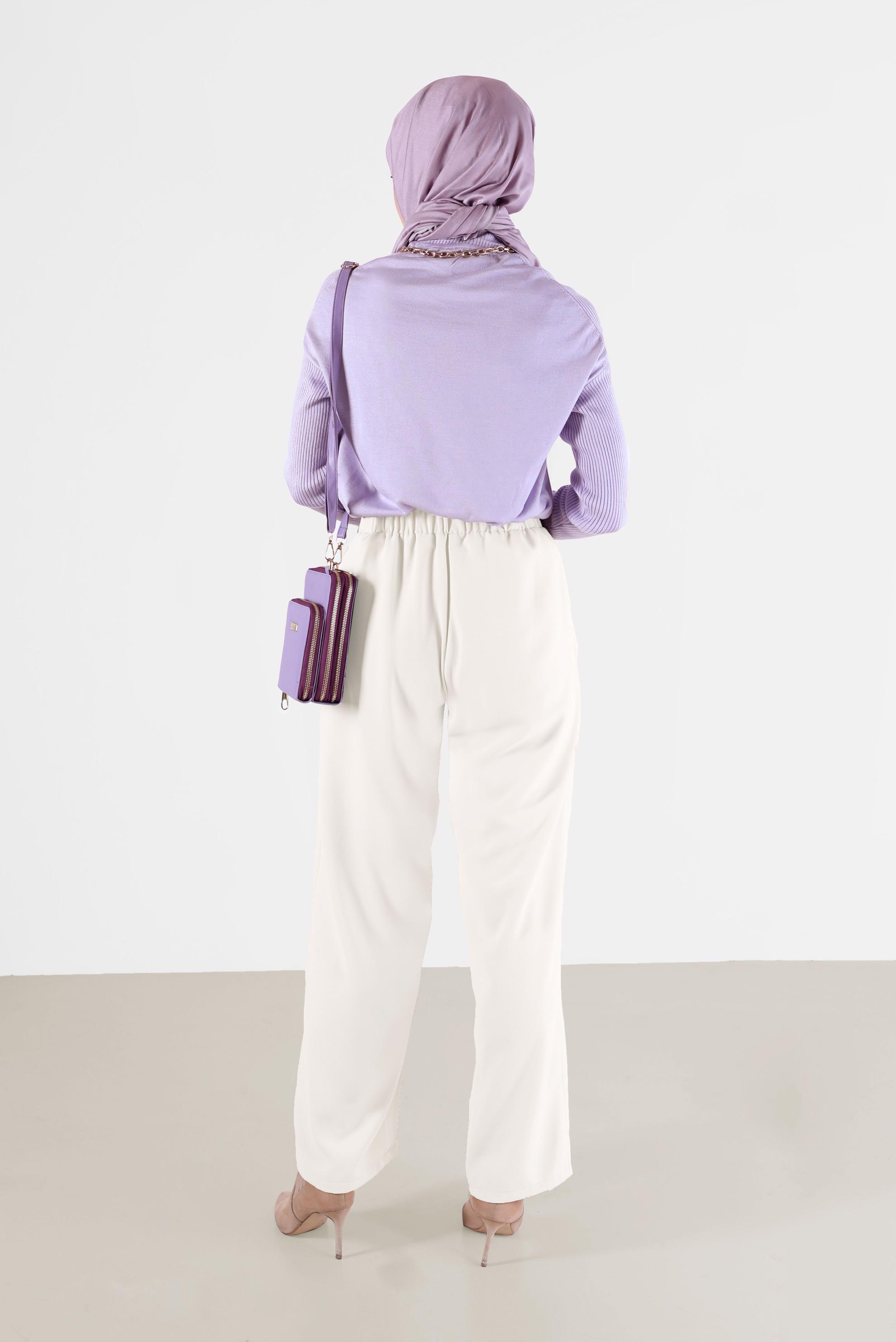 Tesettür giyim BEYAZ GENİŞ KESİM PANTOLON 70272 