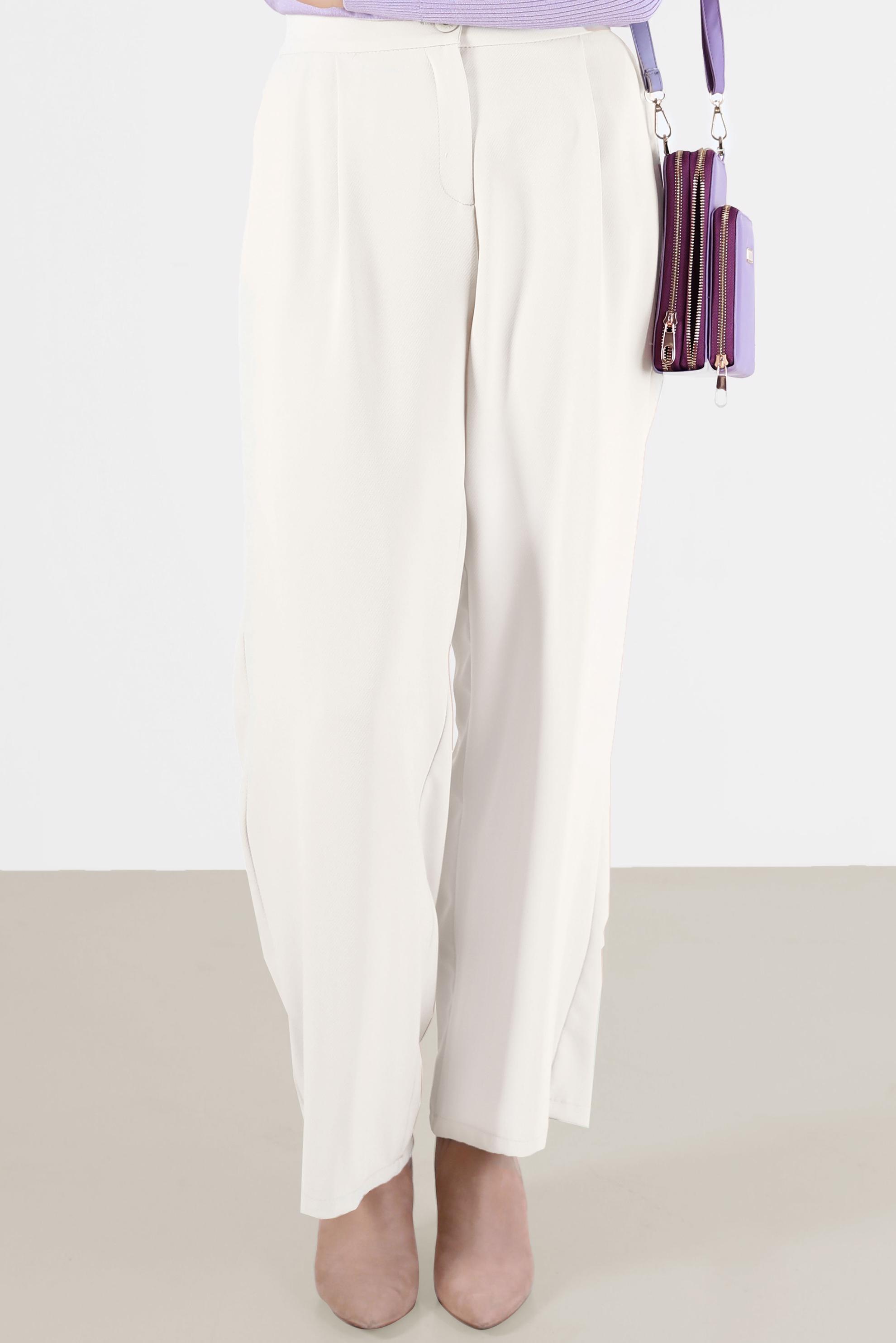 Tesettür giyim BEYAZ GENİŞ KESİM PANTOLON 70272 