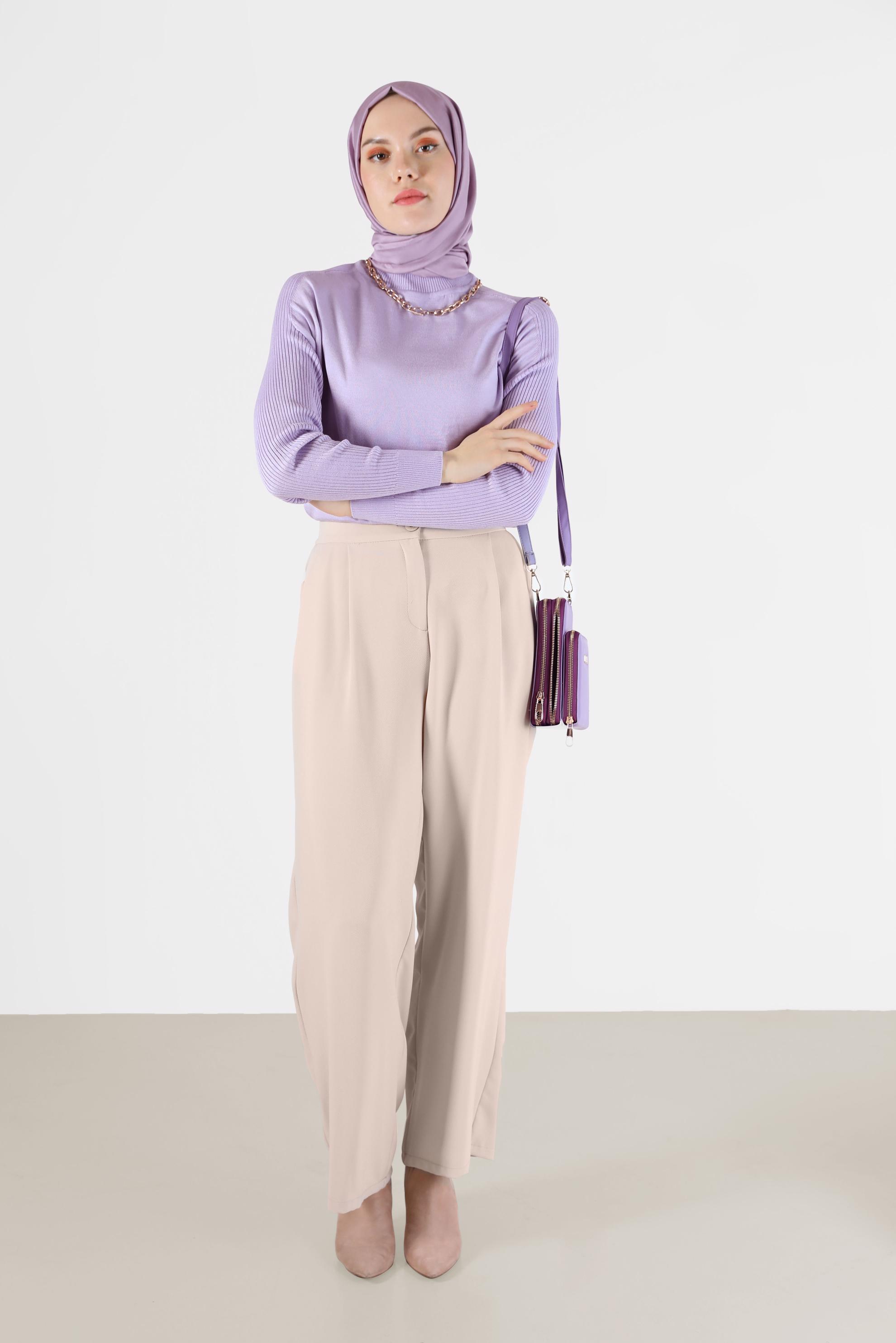 Tesettür giyim BEJ GENİŞ KESİM PANTOLON 70272 